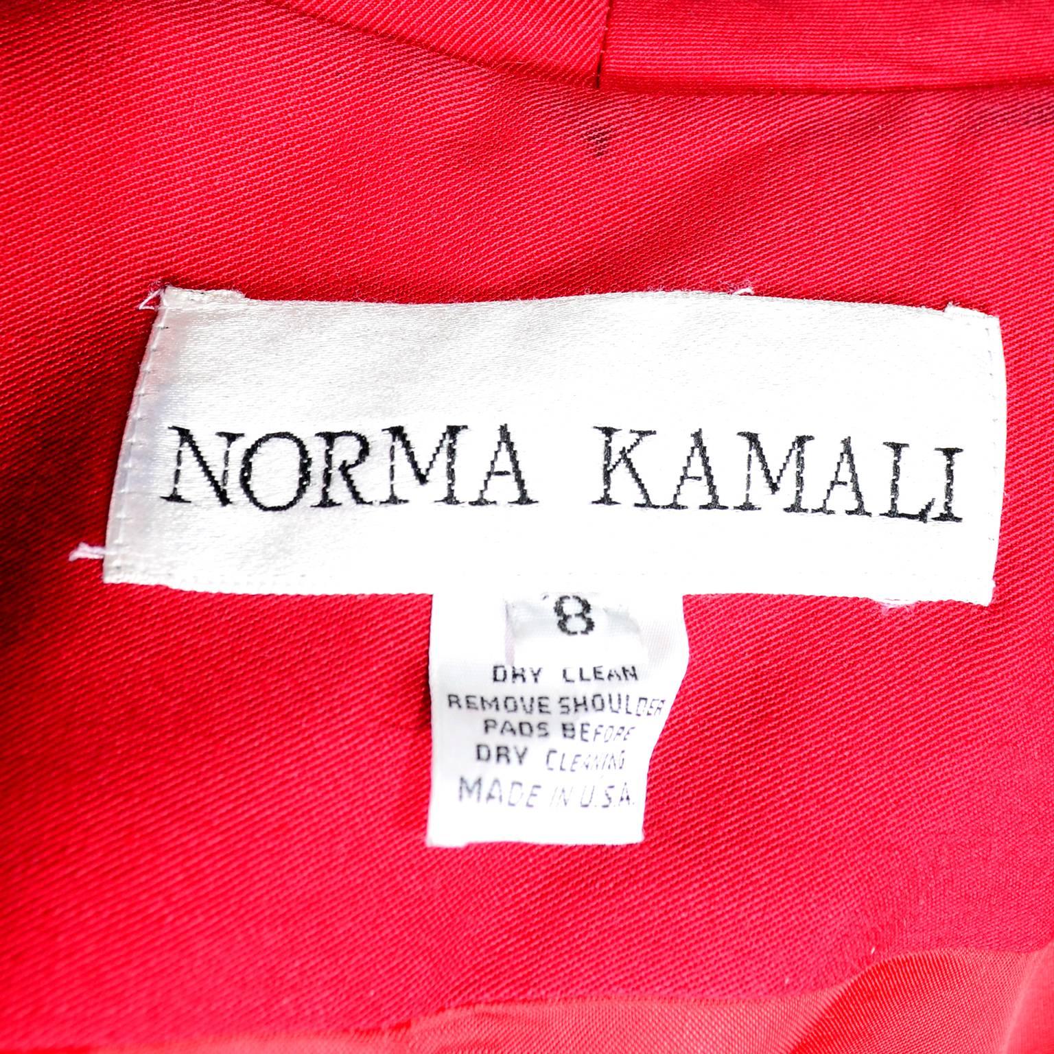 1980s Norma Kamali Red Coat Oversized Double Breasted With Pockets Size 8 5