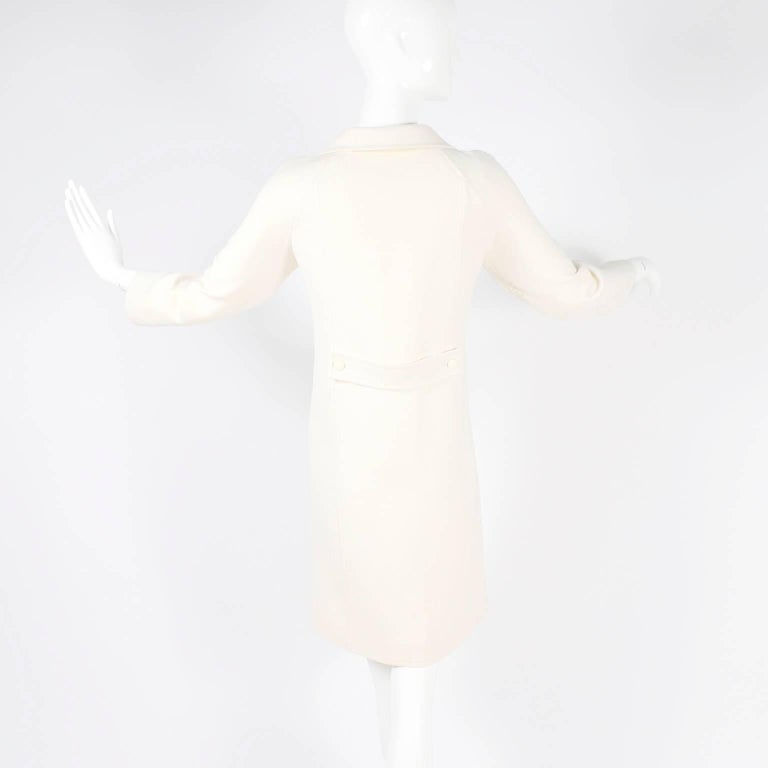 Courreges Coat in Winter White Ivory Wool and Zip Front and Pockets For ...
