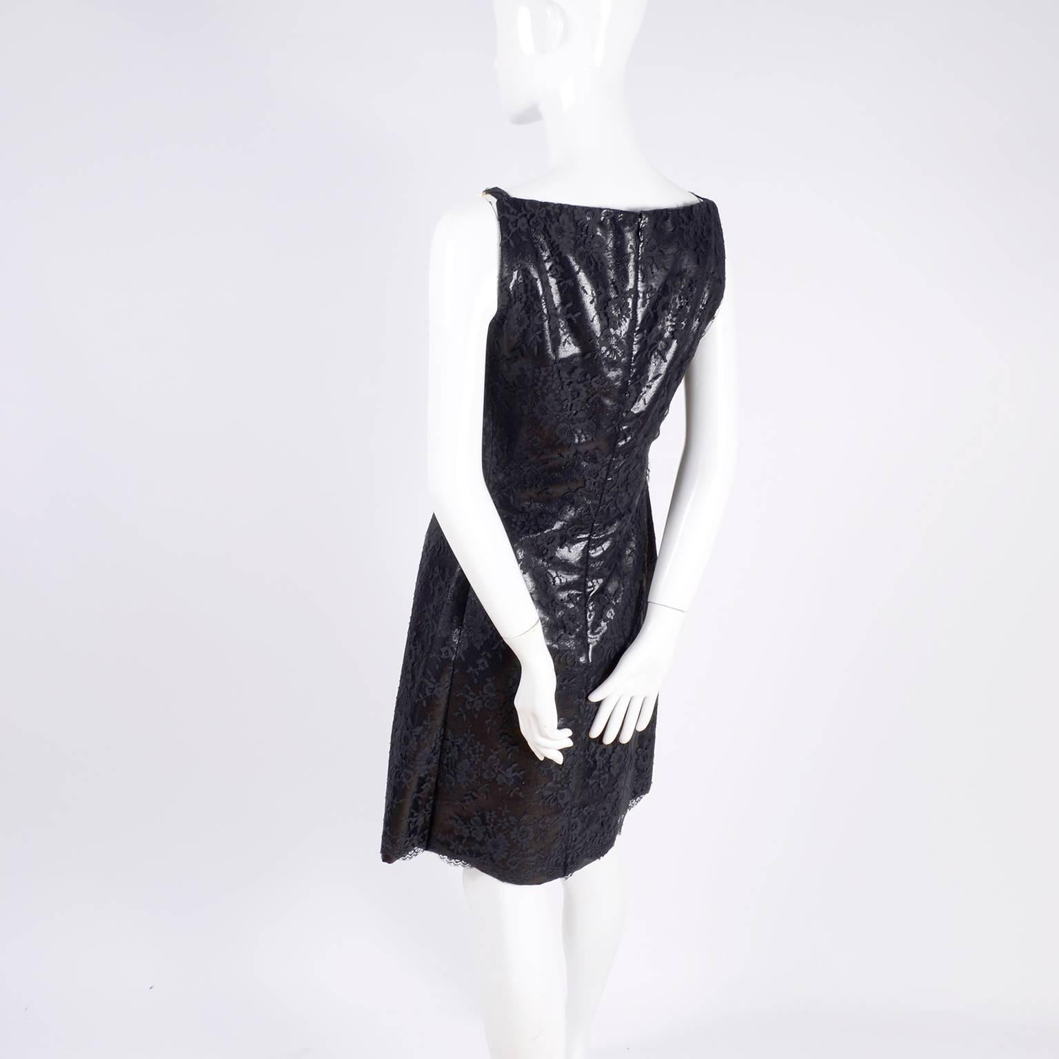 1996 Deadstock Gianni Versace Black Lace Metallic Dress w Medusa Buckles & Tags 1