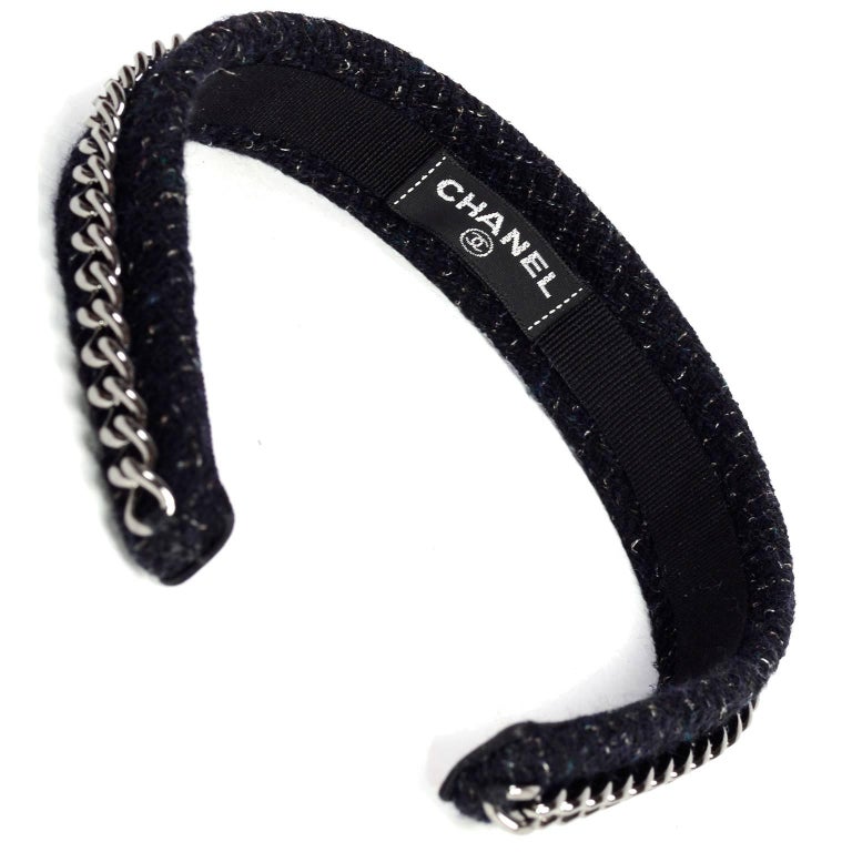 Black Headband w/ Repurposed Chanel Charm