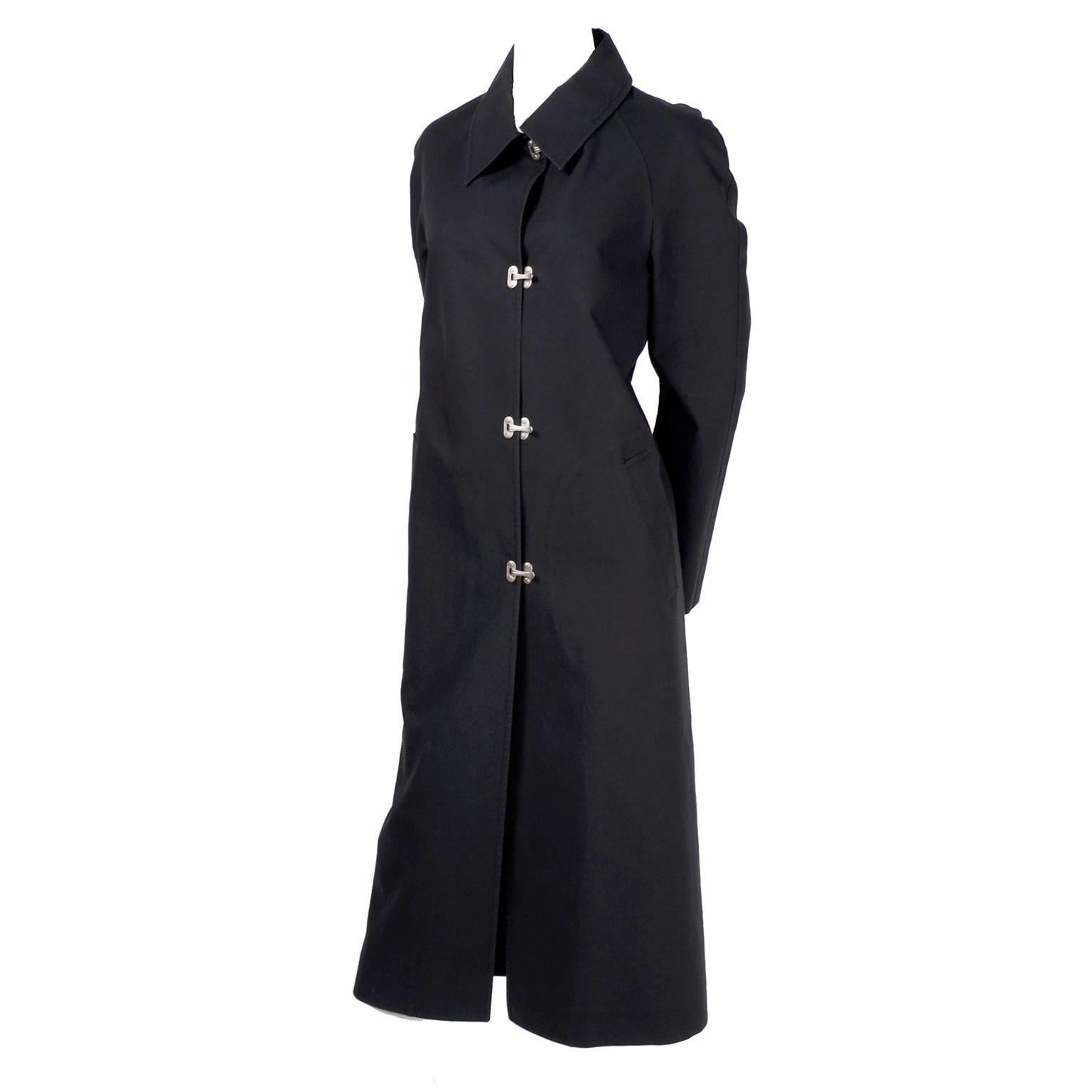 Celine Black Raincoat With Metal Toggle Buckles and Pockets Size 40 For  Sale at 1stDibs | celine black coat, celine label