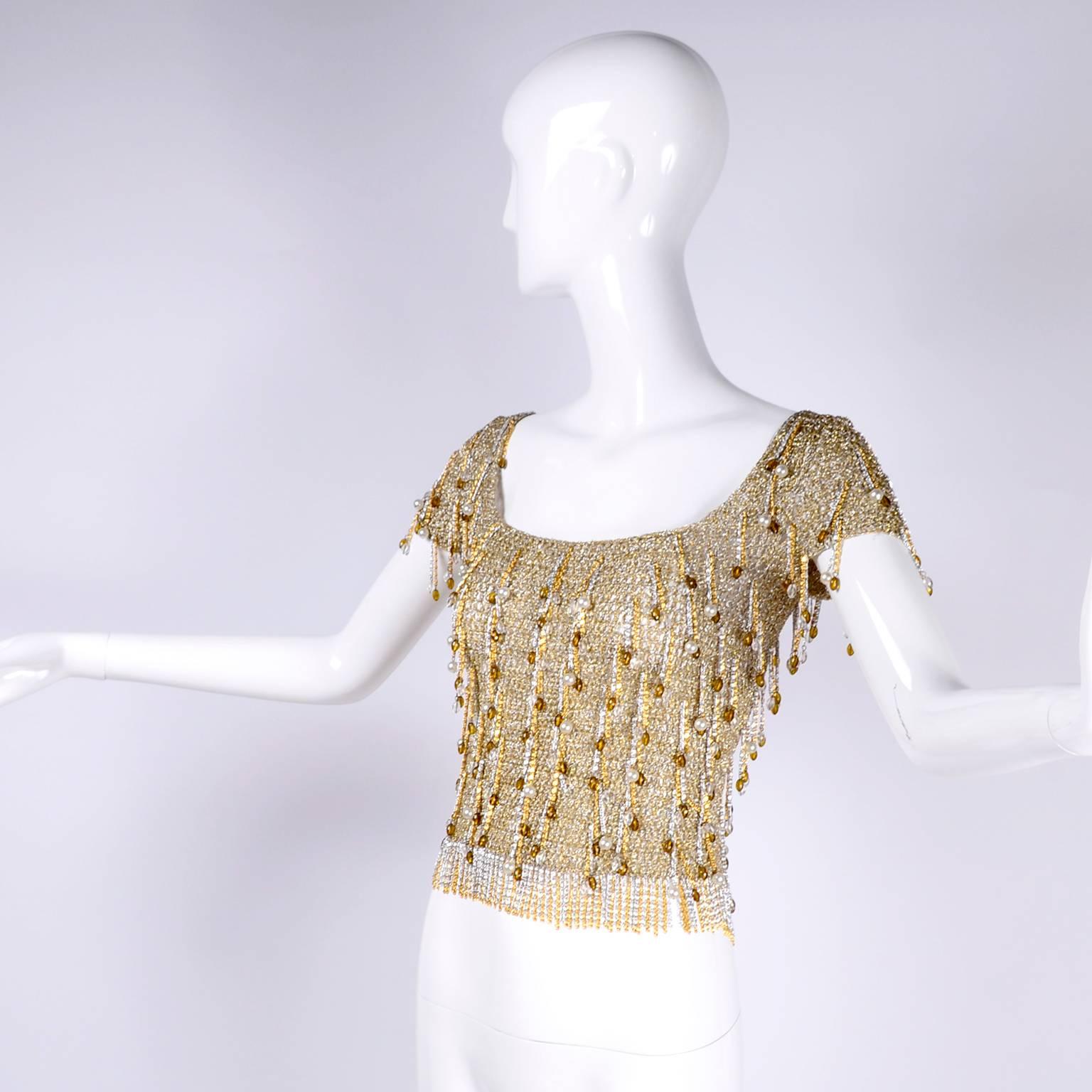 gold beaded top