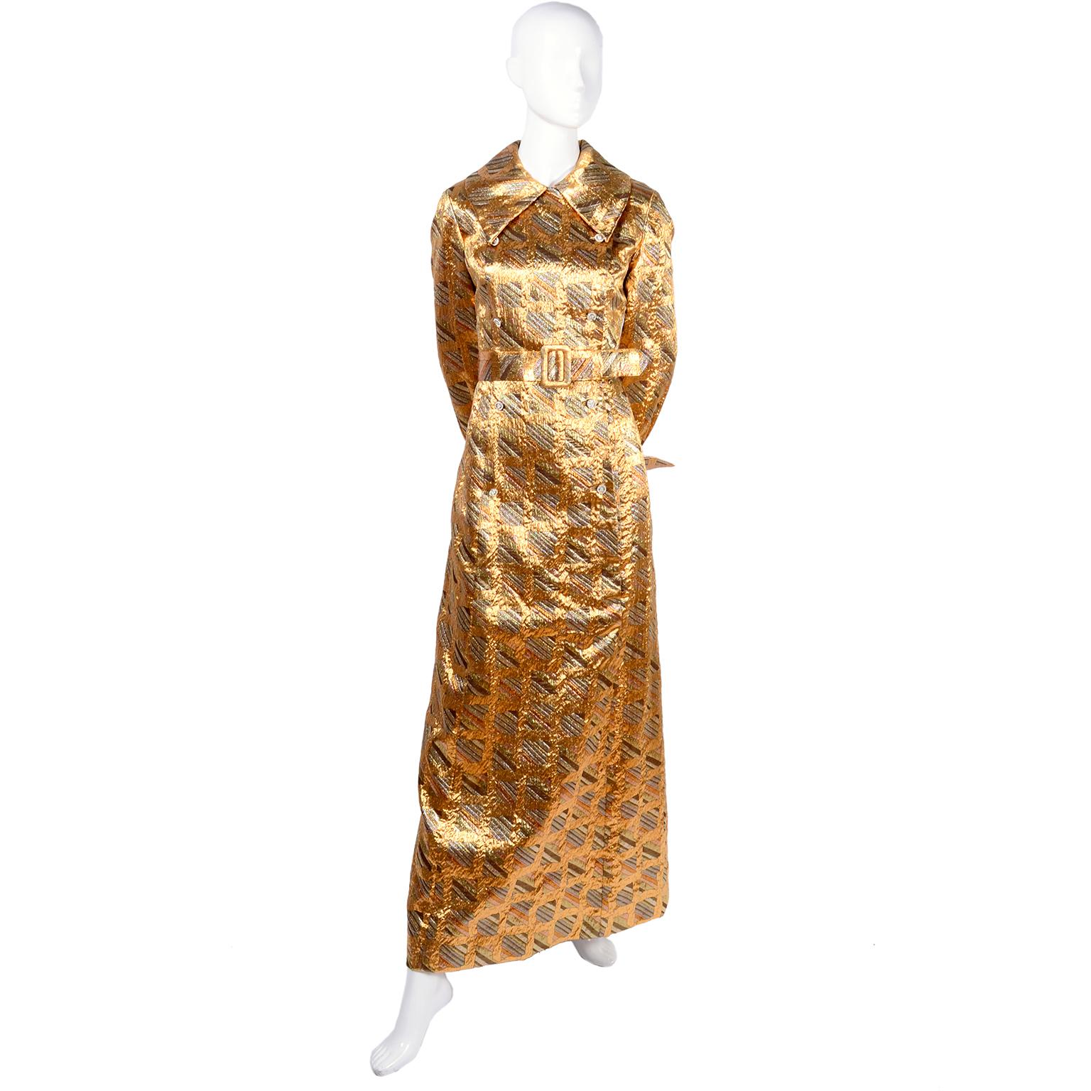 Women's Dynasty Gold and Silver Metallic Vintage Dress With Belt