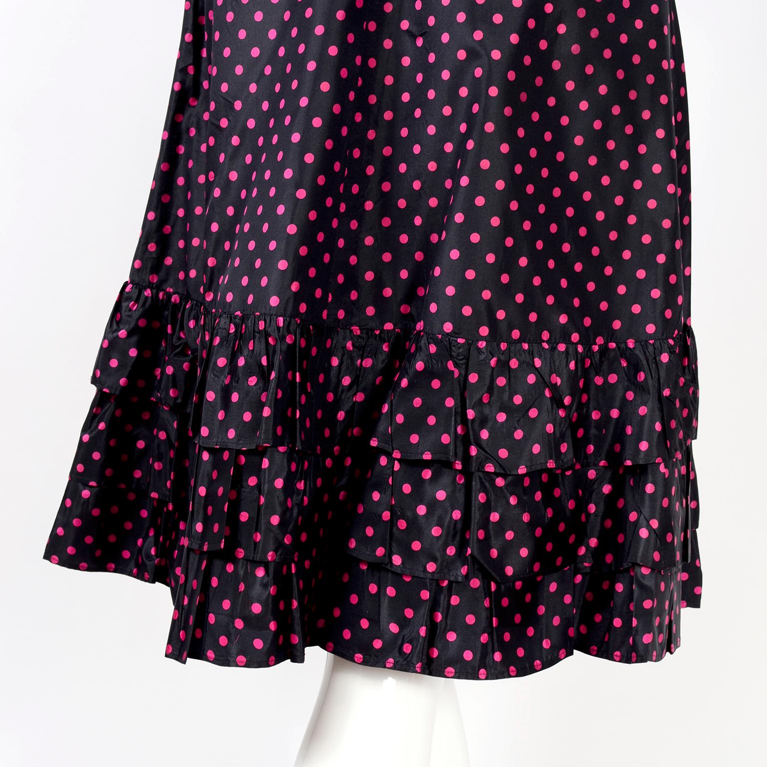 Saint Laurent Rive Gauche two-Piece Pink Polka Dot Ruffled Dress 2