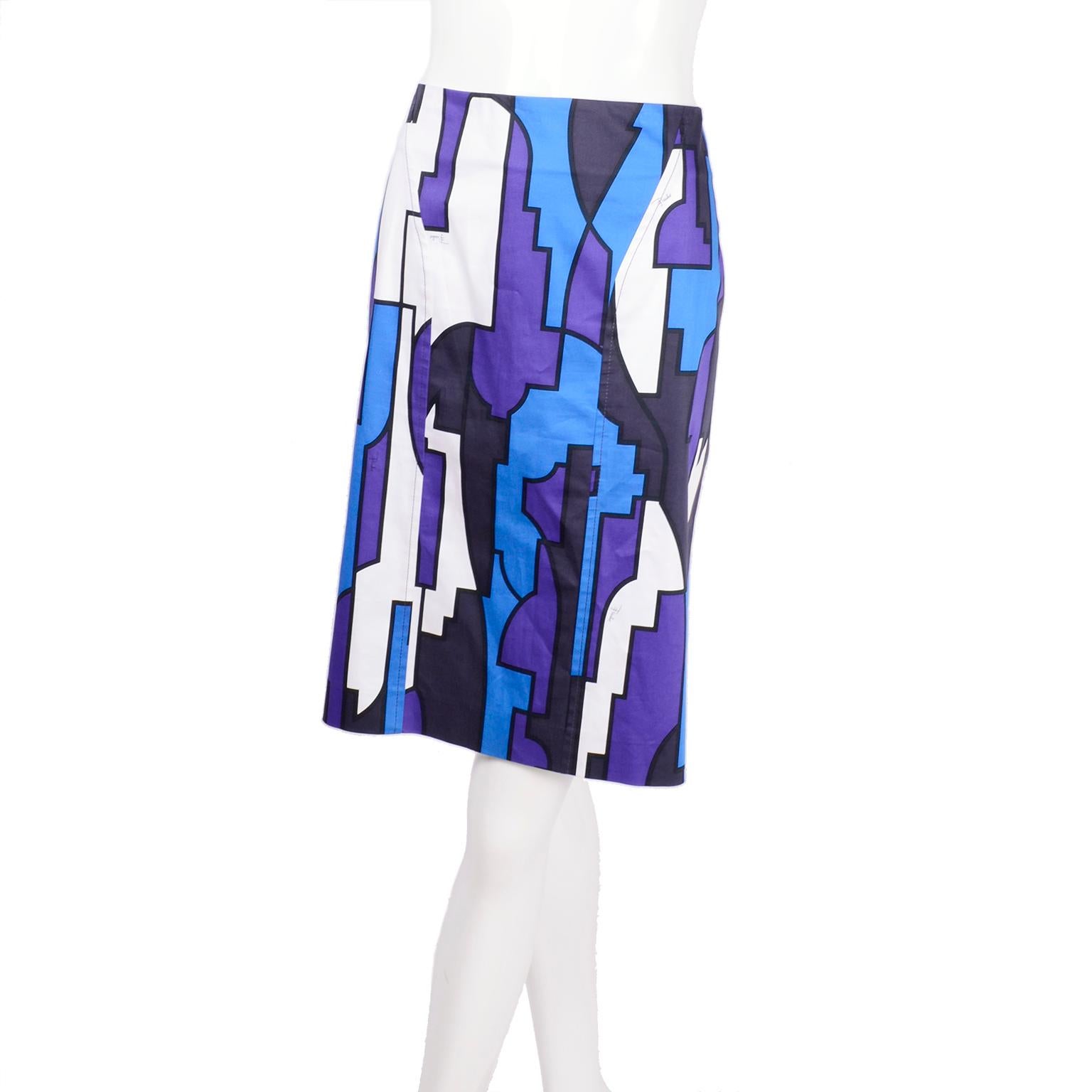 Emilio Pucci Silk Jersey 2 pc Dress Outfit W/ Top Skirt & Coordinating Scarf  In Excellent Condition In Portland, OR