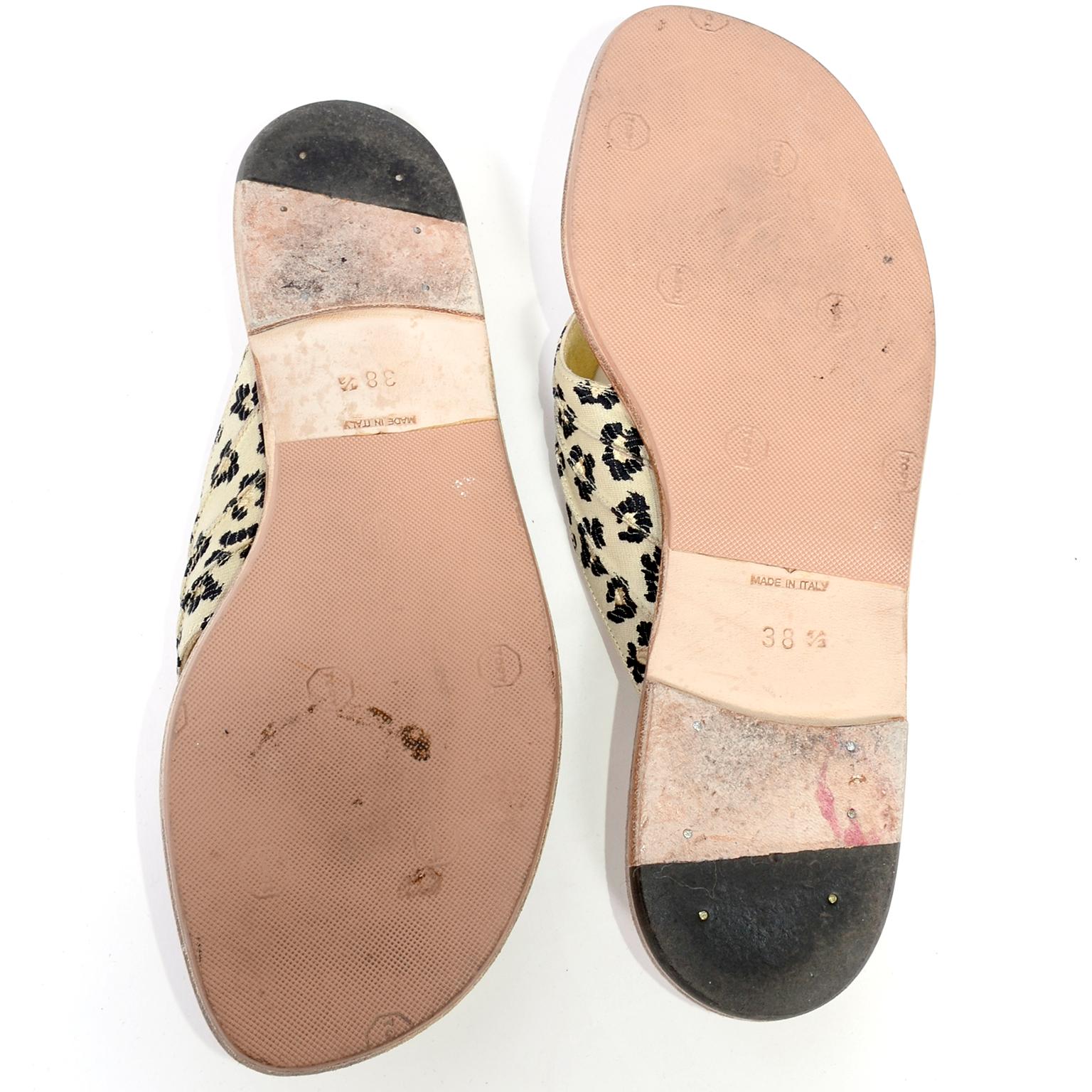 Manolo Blahnik Cheetah Print Gold Thong Sandals Size 38.5 3