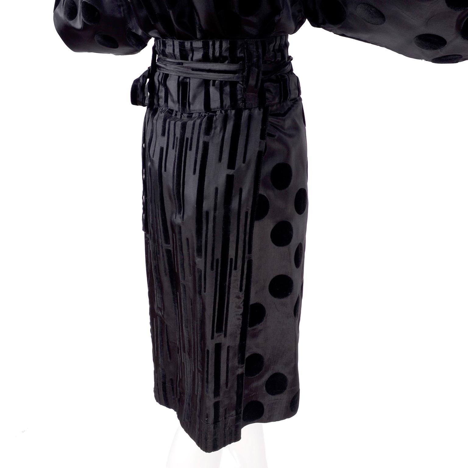 France Andrevie Polka Dot and Stripe Silk Top and Wrap Skirt Dress, 1982 3