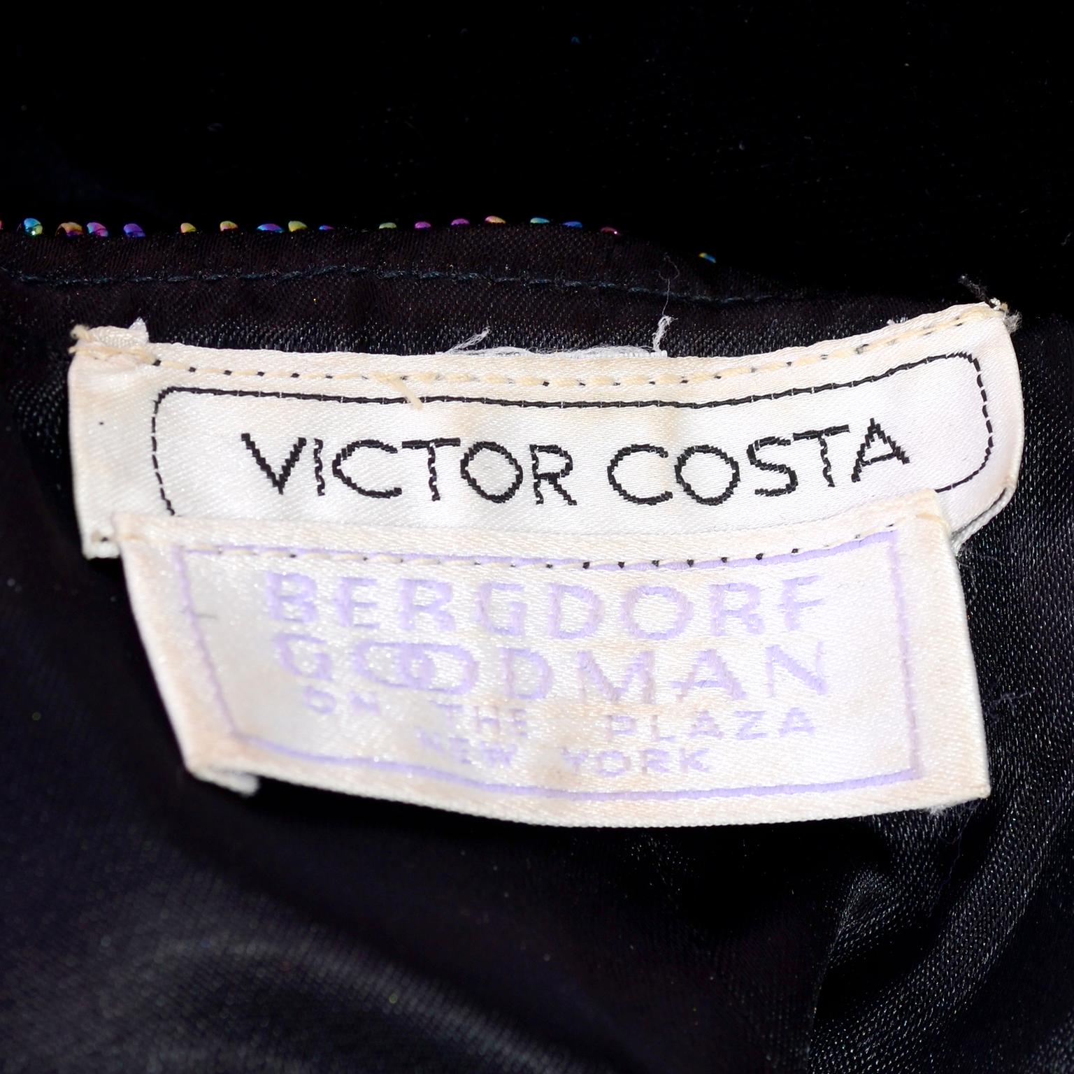Victor Costa Bergdorf Goodman Beaded Sequined Feathered Vintage Dress 2