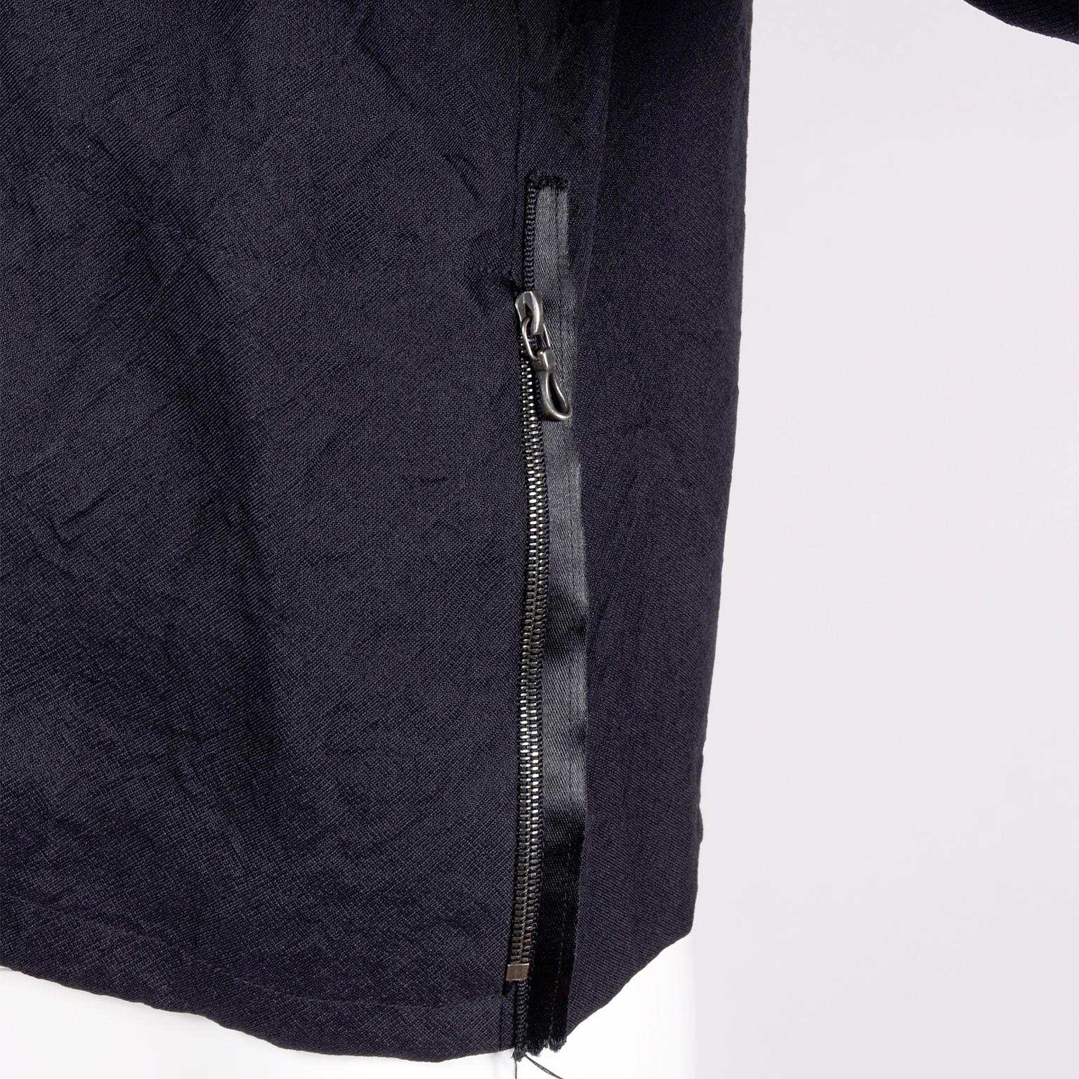 Women's Alber Elbaz 2006 Lanvin Jacket / Top in Black Silk w/ Blouson Sleeves 