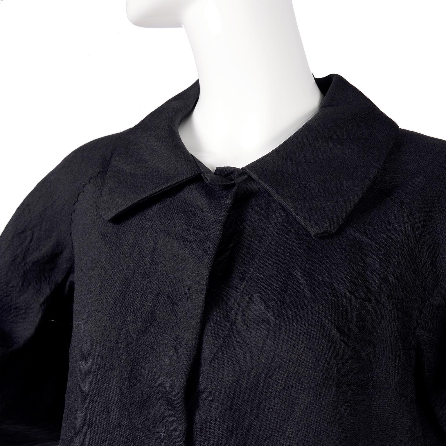 Alber Elbaz 2006 Lanvin Jacket / Top in Black Silk w/ Blouson Sleeves  1