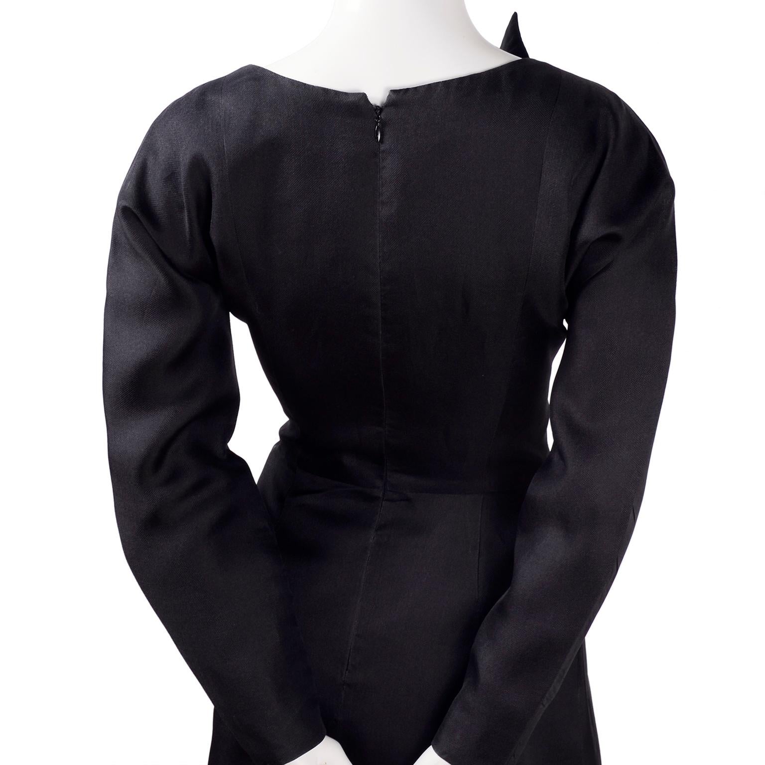 Vintage Black Geoffrey Beene Dress W/ Detailed Origami Folds & Styling 3