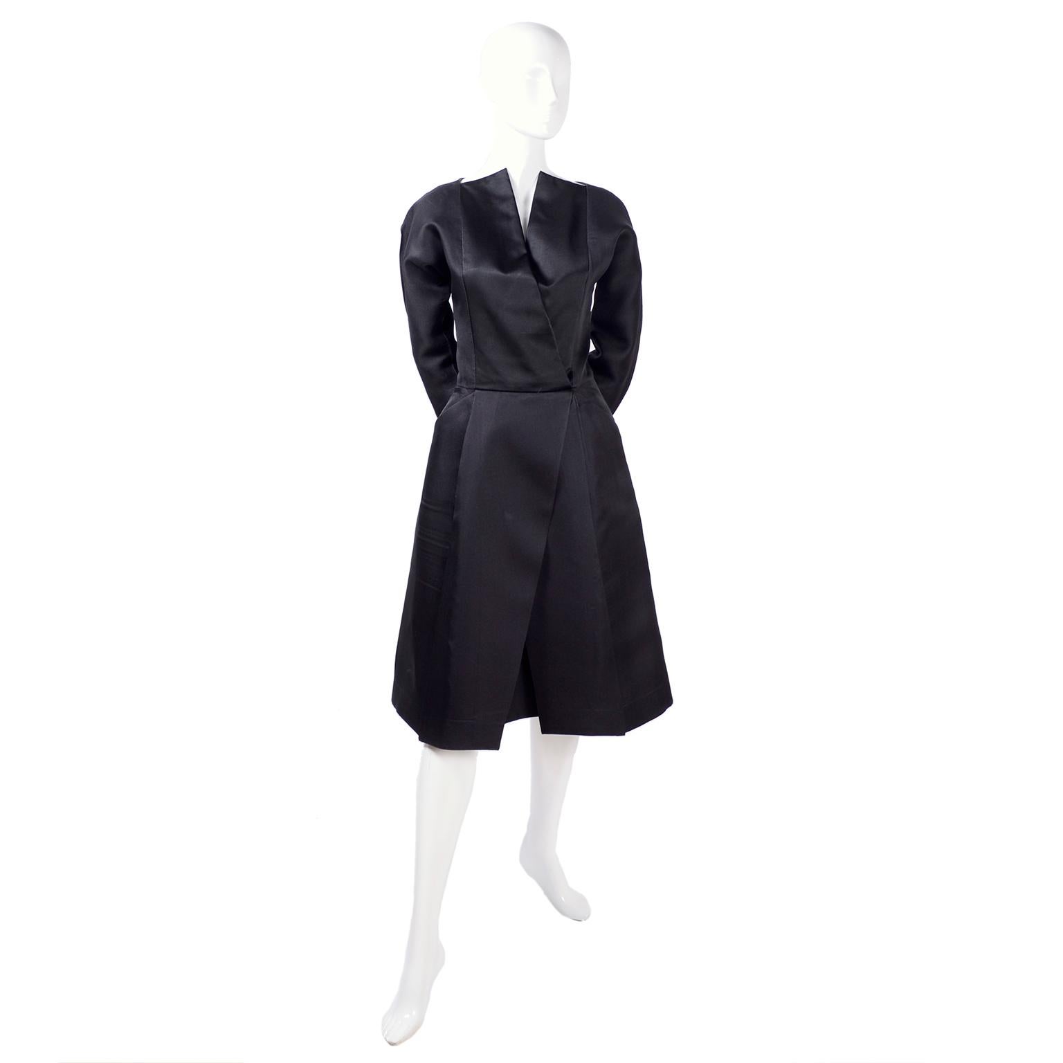 Vintage Black Geoffrey Beene Dress W/ Detailed Origami Folds & Styling 5