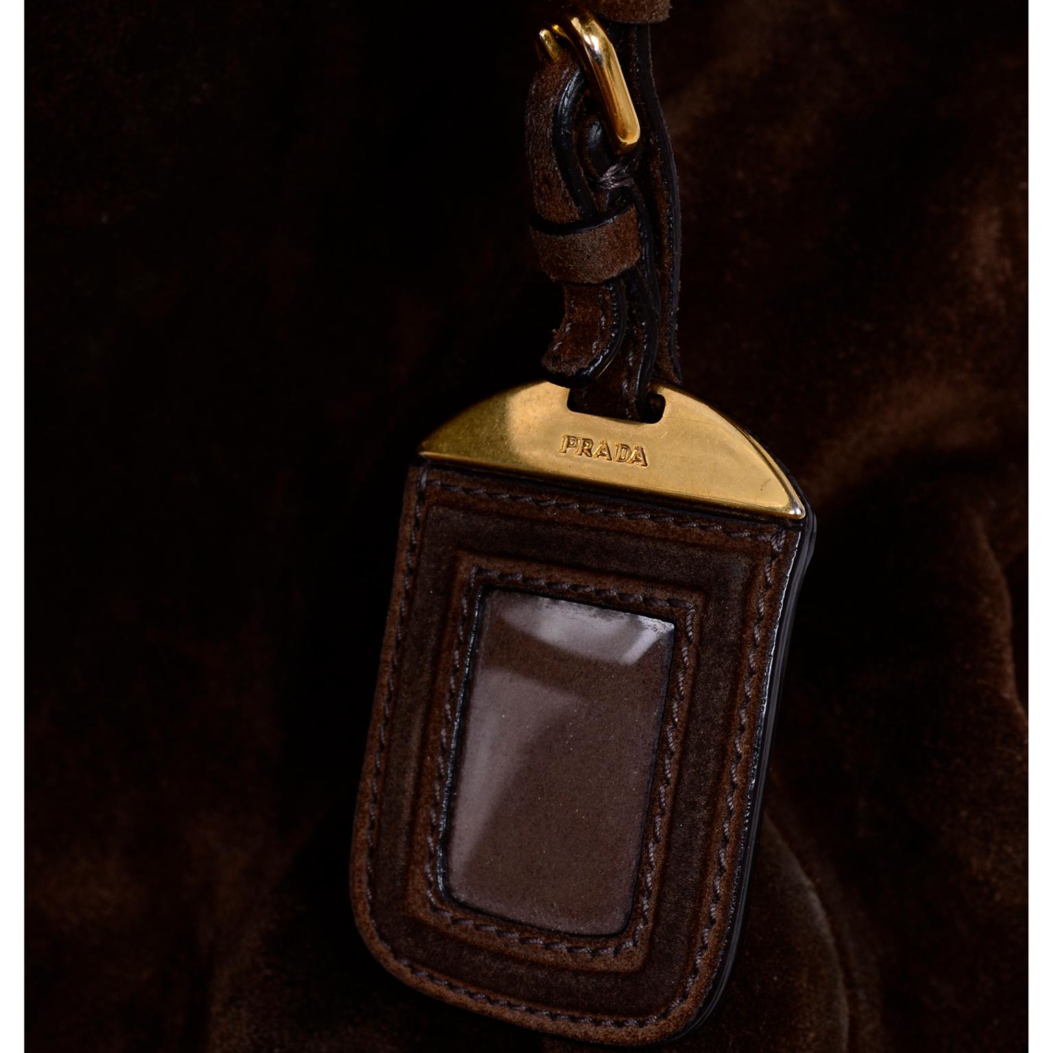 Prada Scamosciato Handbag in Chocolate Brown Suede Shoulder Bag 7