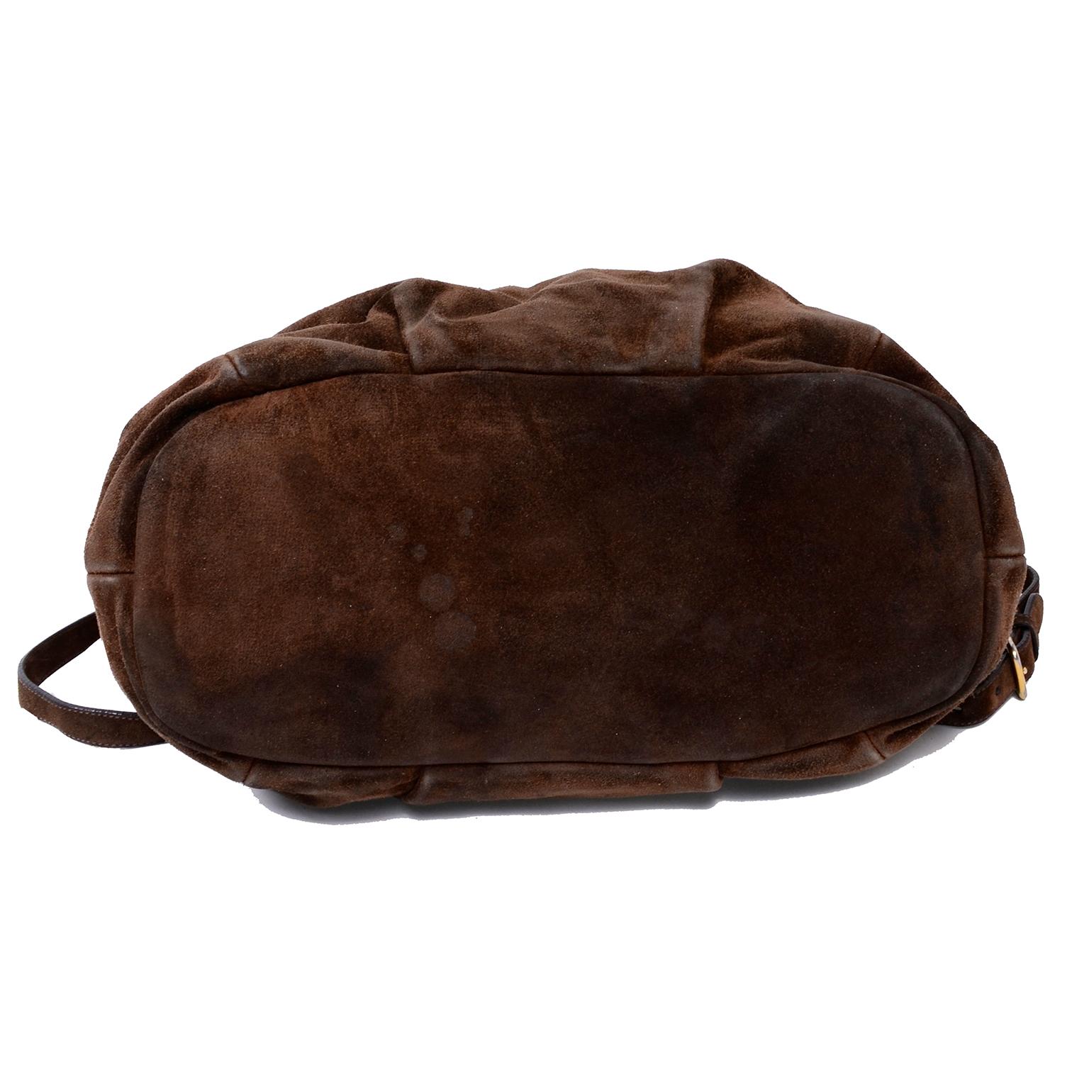 Prada Scamosciato Handbag in Chocolate Brown Suede Shoulder Bag 5