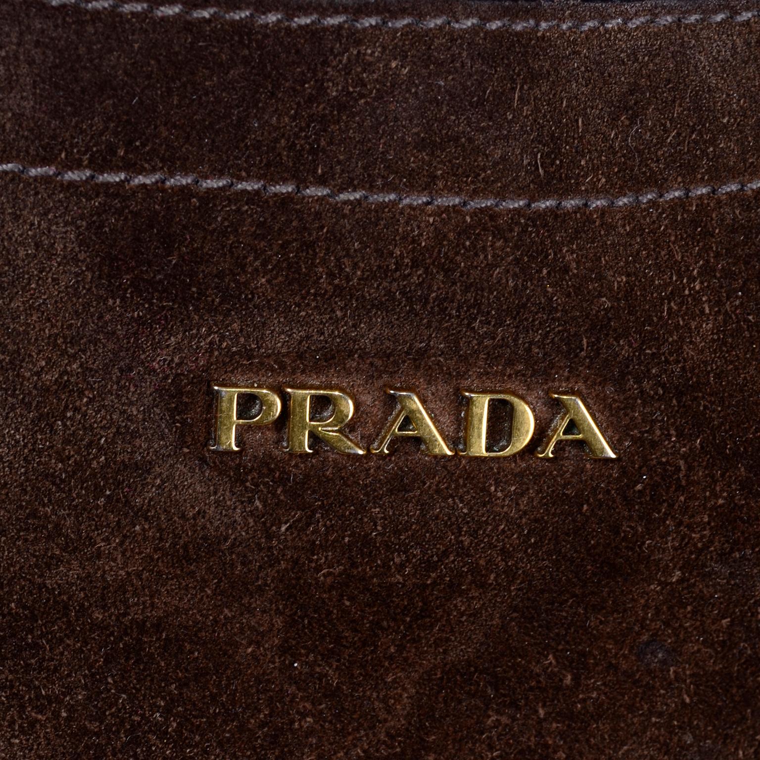 Prada Scamosciato Handbag in Chocolate Brown Suede Shoulder Bag 1