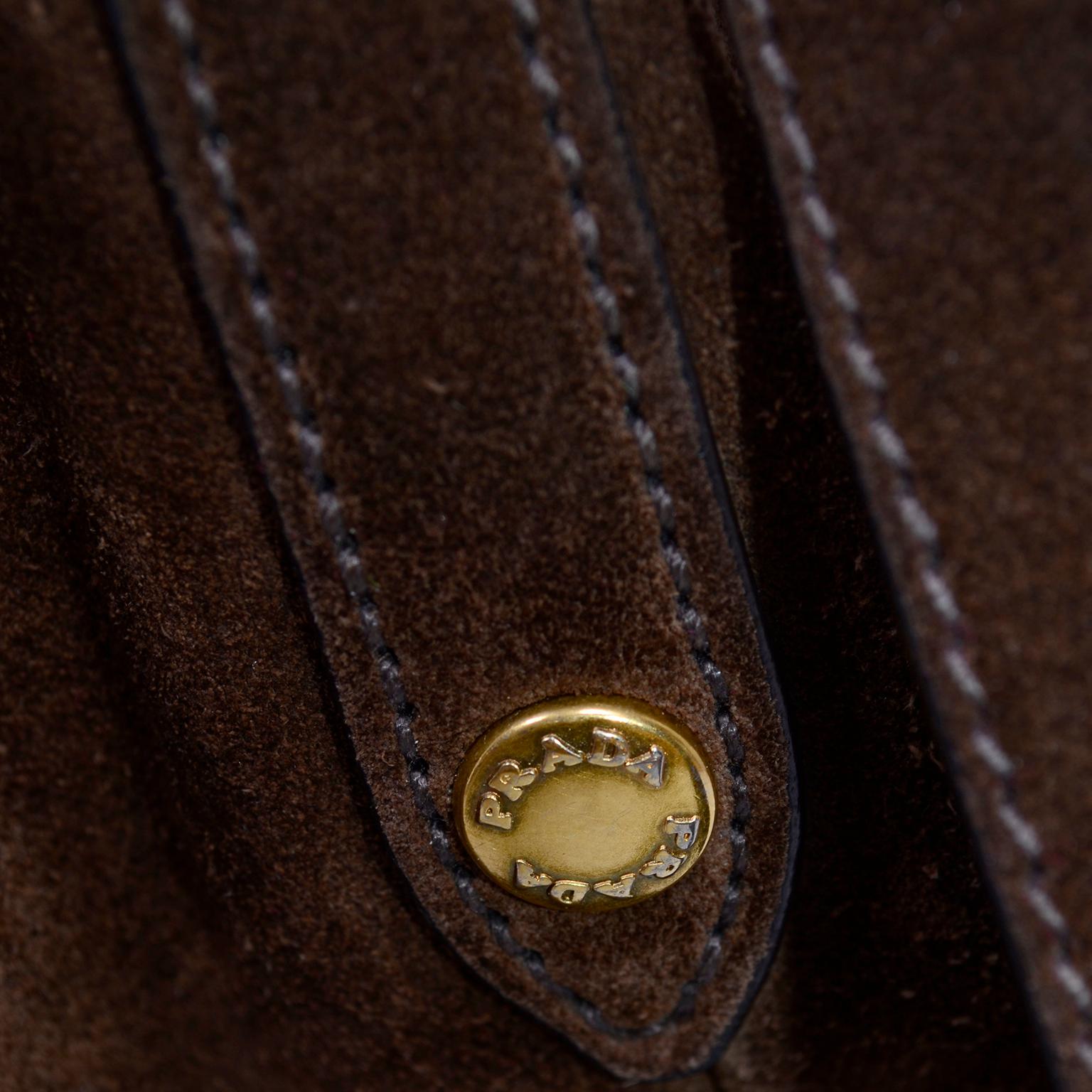 Prada Scamosciato Handbag in Chocolate Brown Suede Shoulder Bag at ...