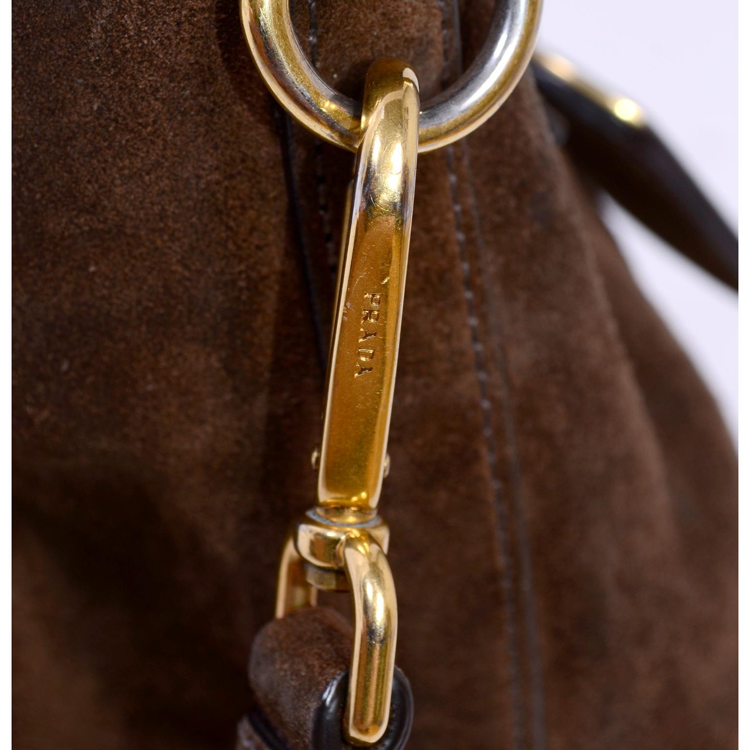 Prada Scamosciato Handbag in Chocolate Brown Suede Shoulder Bag 2