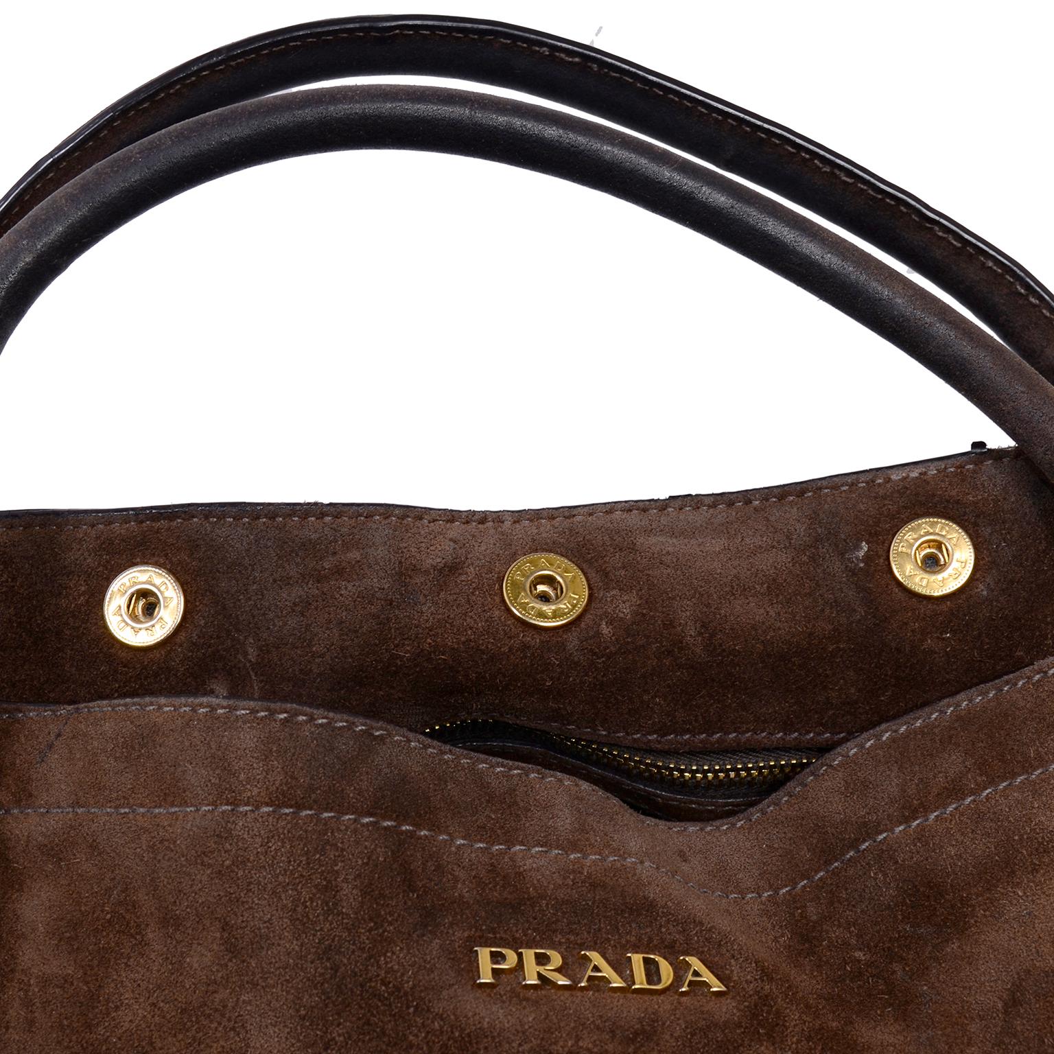 Prada Scamosciato Handbag in Chocolate Brown Suede Shoulder Bag In Excellent Condition In Portland, OR
