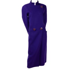 Salvatore Ferragamo Deep Purple Wool Vintage Coat