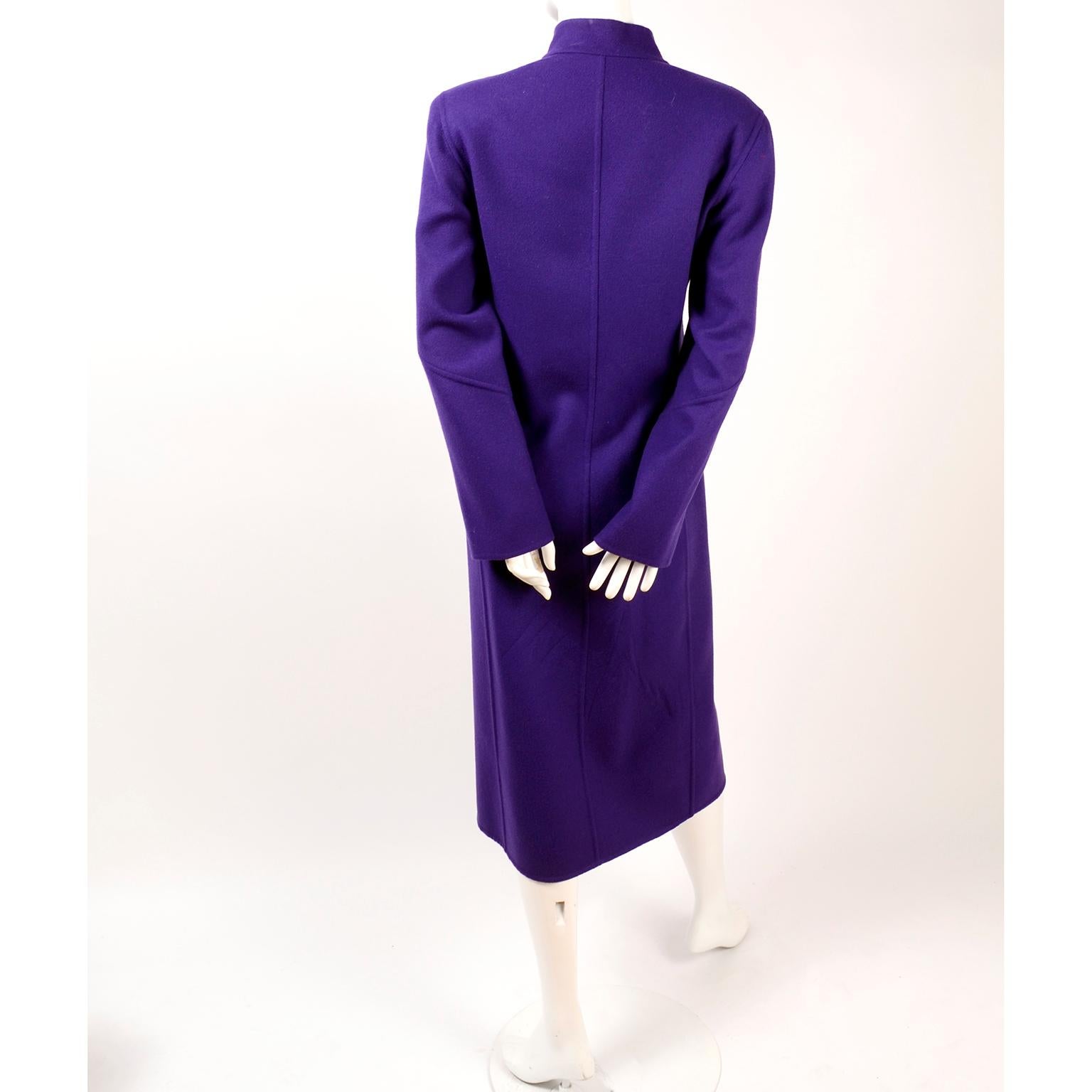 Salvatore Ferragamo Deep Purple Wool Vintage Coat  In Excellent Condition For Sale In Portland, OR