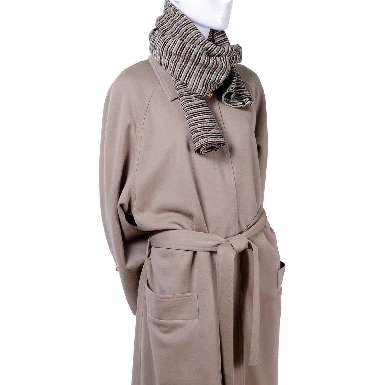 Sonia Rykiel Paris Vintage Beige Wool Trousers Coat and Scarf Pants Suit  For Sale 7