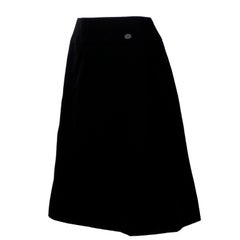 Chanel Black Wool Skirt With CC Logo Monogram Size 42