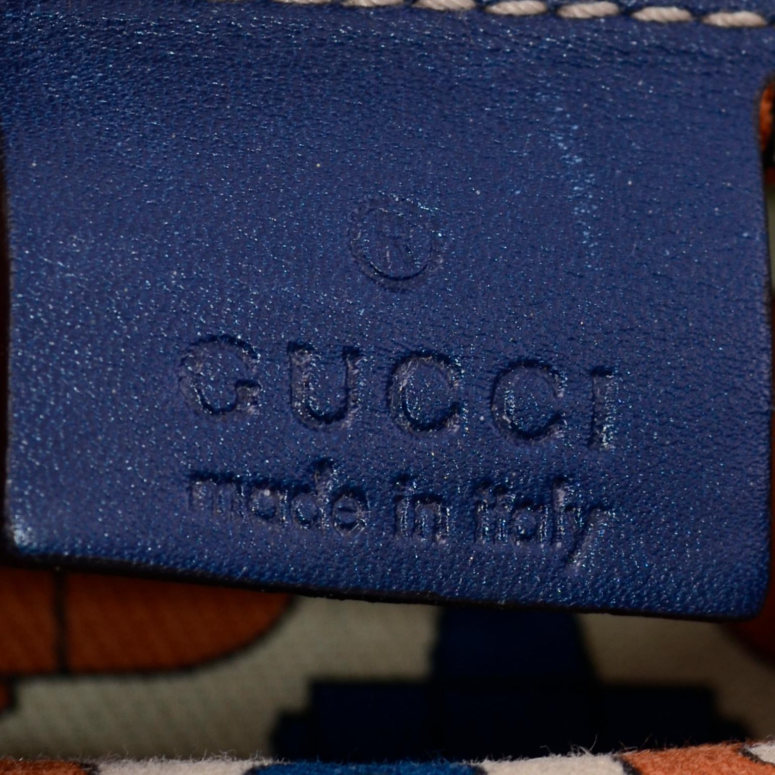Gucci Guccissima Blue Leather Wave Boston Bag Bamboo Zipper Pulls 3