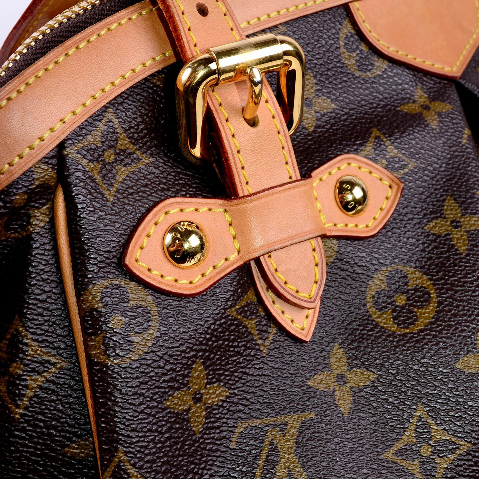 Louis Vuitton Monogram Handbag Dark Brown Tivoli Bag With Leather Trim In Excellent Condition In Portland, OR