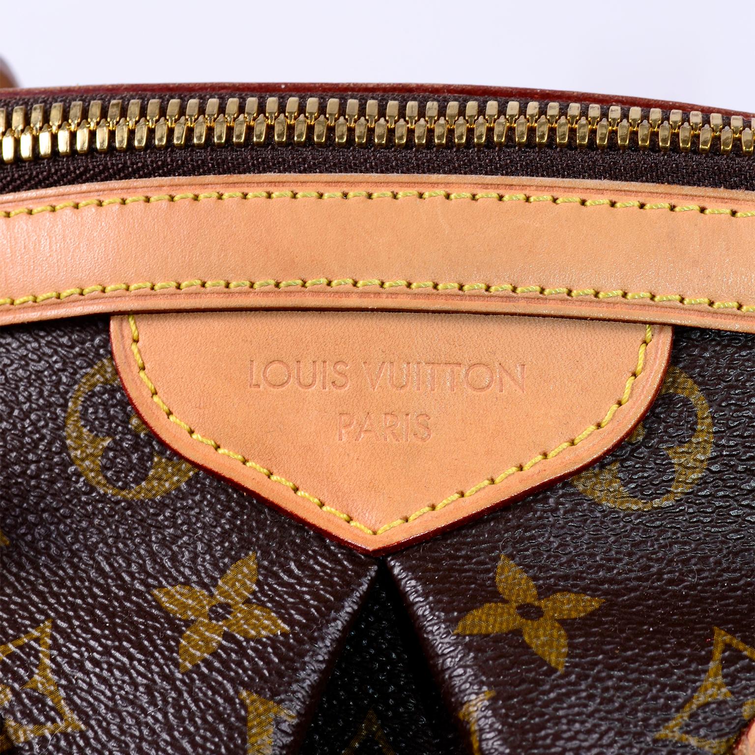 Women's Louis Vuitton Monogram Handbag Dark Brown Tivoli Bag With Leather Trim