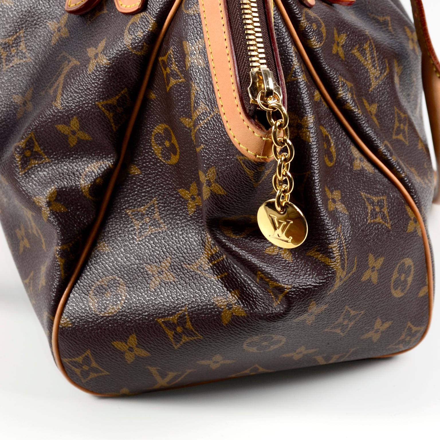 Louis Vuitton Monogram Handbag Dark Brown Tivoli Bag With Leather Trim 1