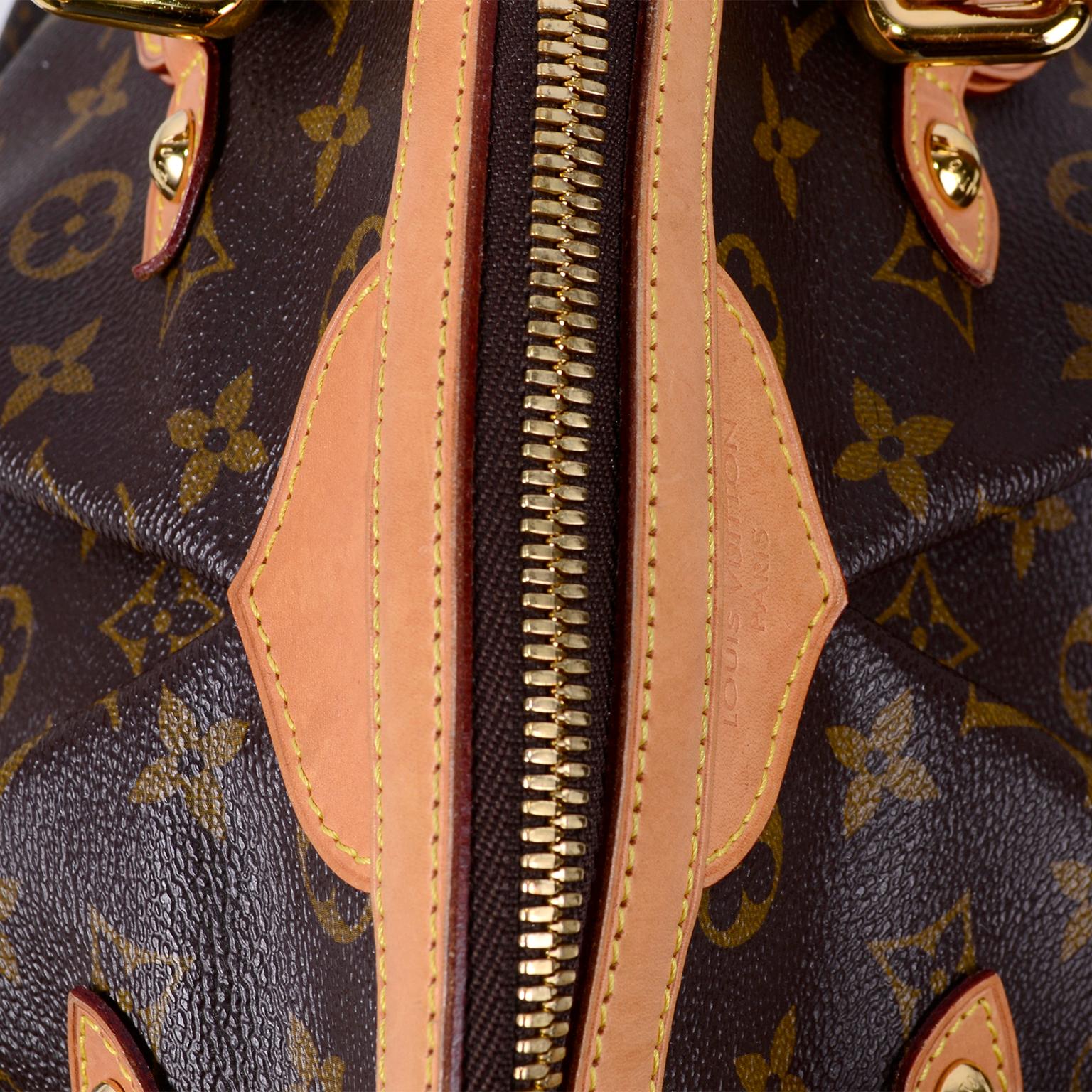 Louis Vuitton Monogram Handbag Dark Brown Tivoli Bag With Leather Trim 2