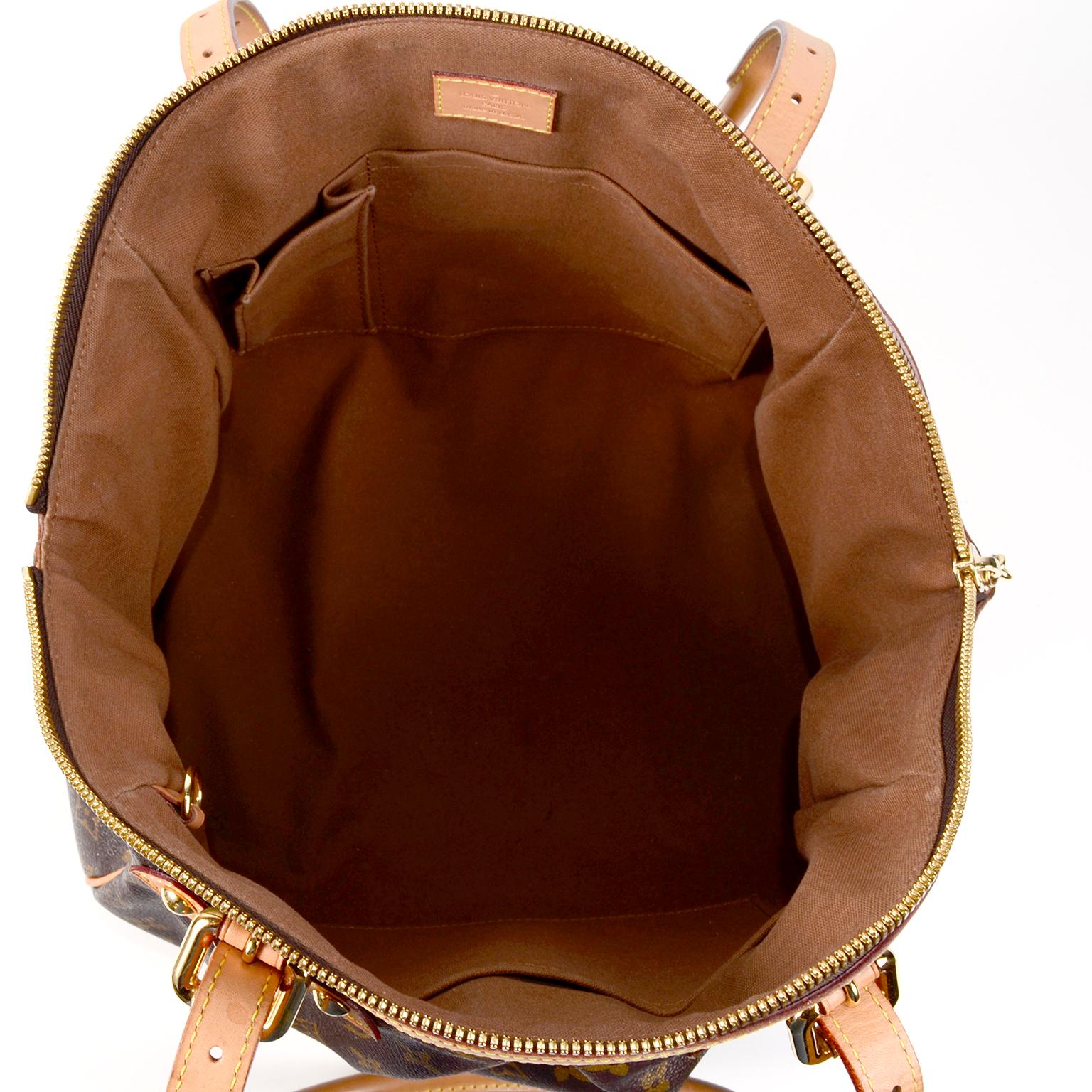 Louis Vuitton Monogram Handbag Dark Brown Tivoli Bag With Leather Trim 4