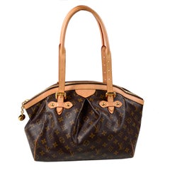 Louis Vuitton Monogram Handbag Dark Brown Tivoli Bag With Leather Trim