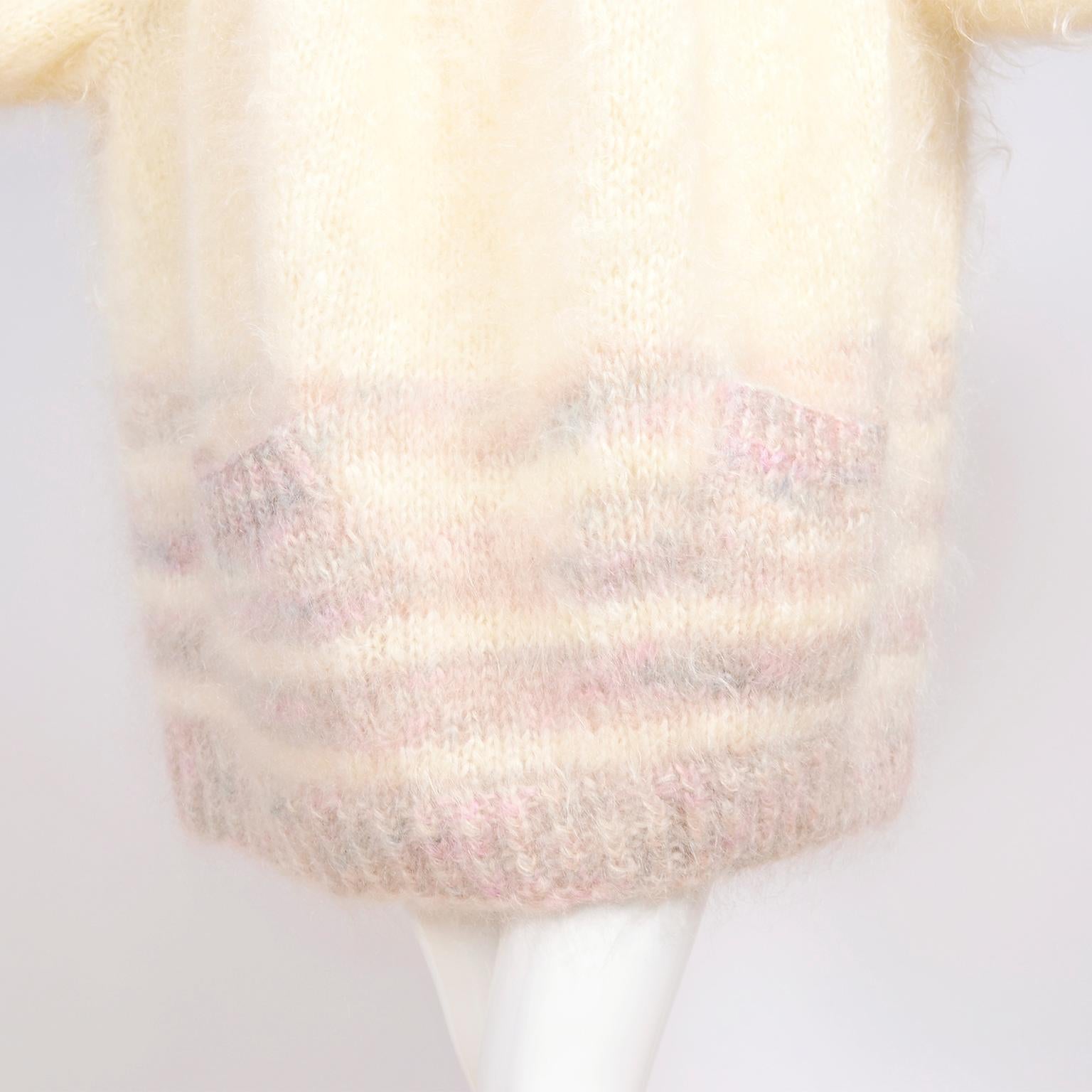 Women's 1980s Mohair Oversized Sweater or Dress With Pockets & Voluminous Sleeves