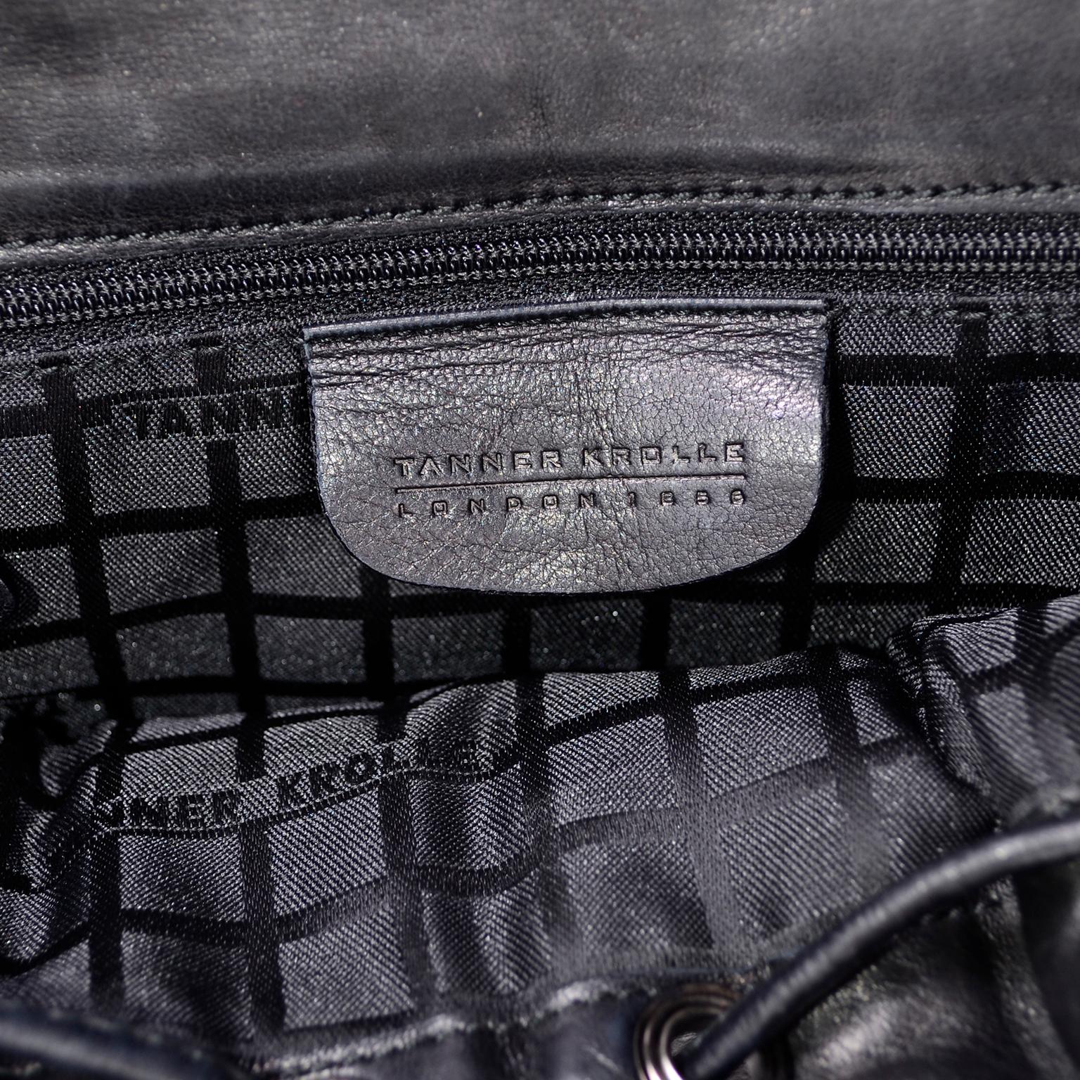 Tanner Krolle London Luxury Black Leather Fox Fur Backpack Bag 8