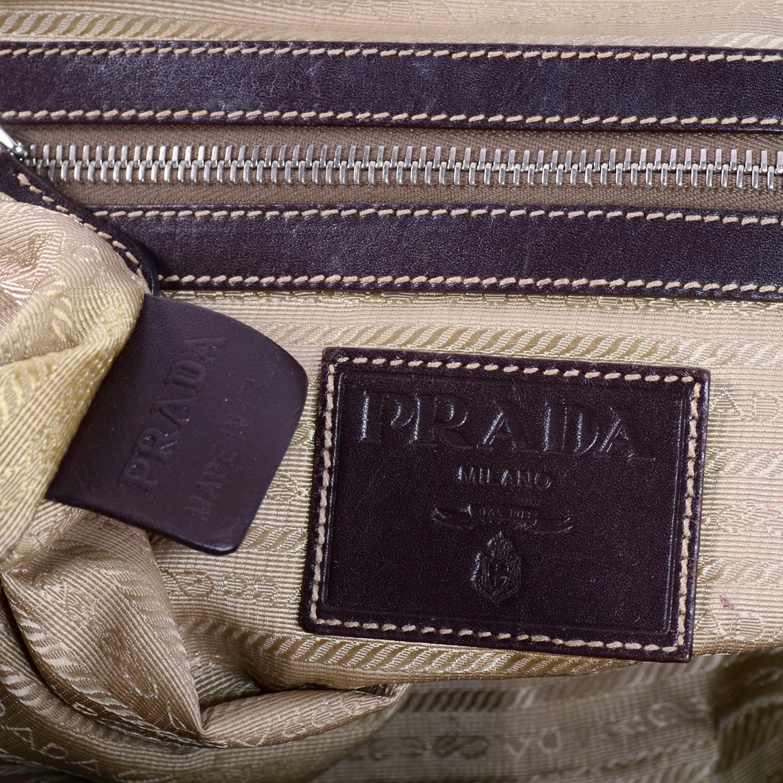 Prada Brown Jacquard Canvas and Leather Doctor Style Handbag 3