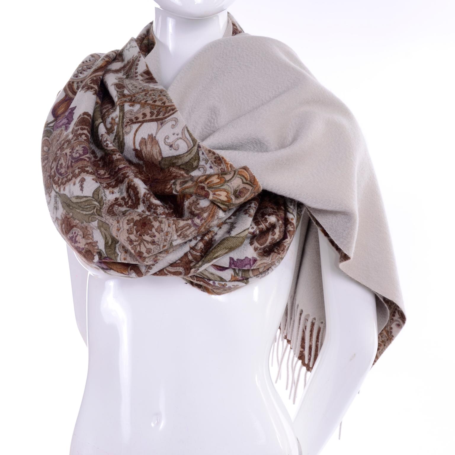 Women's Loro Piana Cashmere Paisley Floral Print Stole Scarf or Wrap