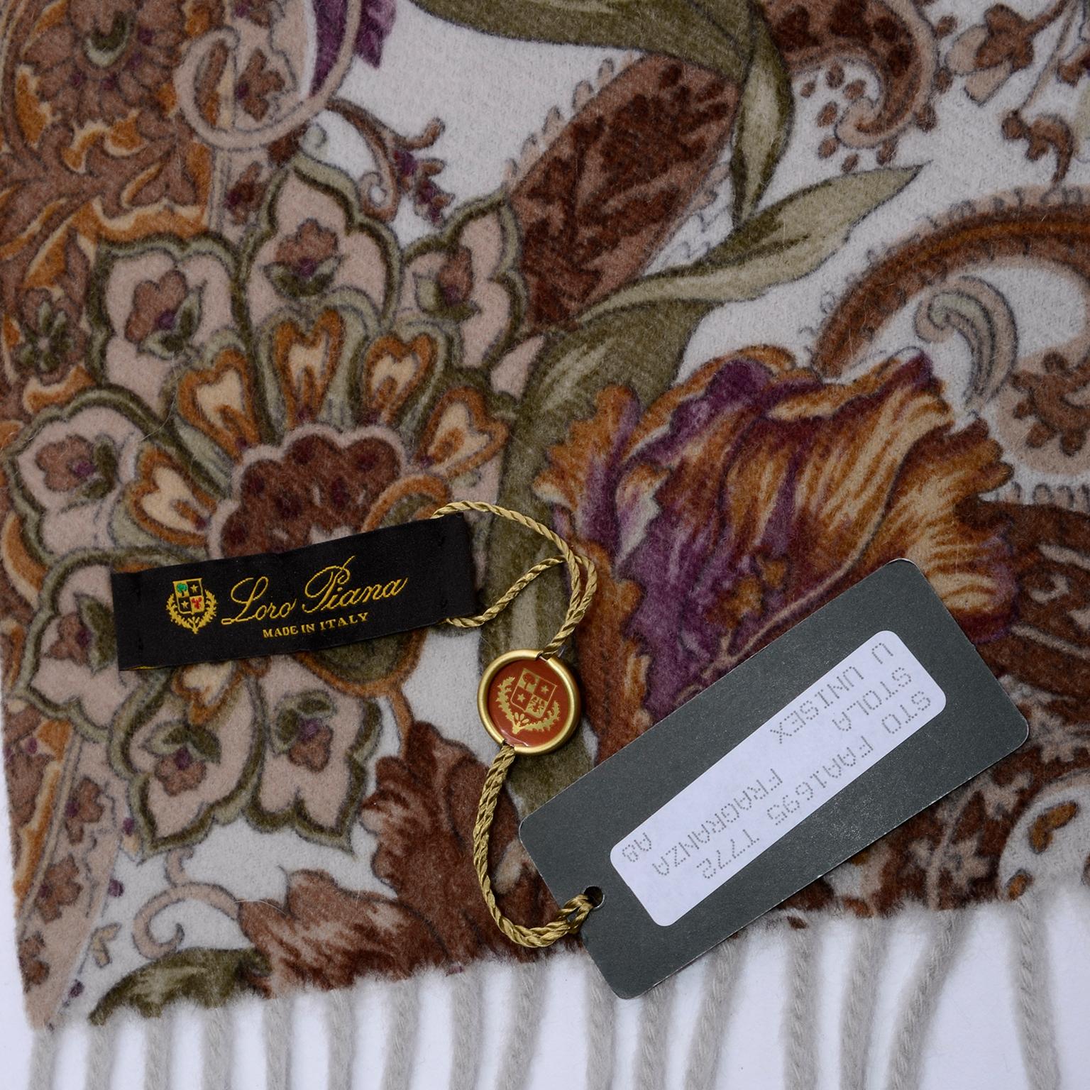 Loro Piana Cashmere Paisley Floral Print Stole Scarf or Wrap 3