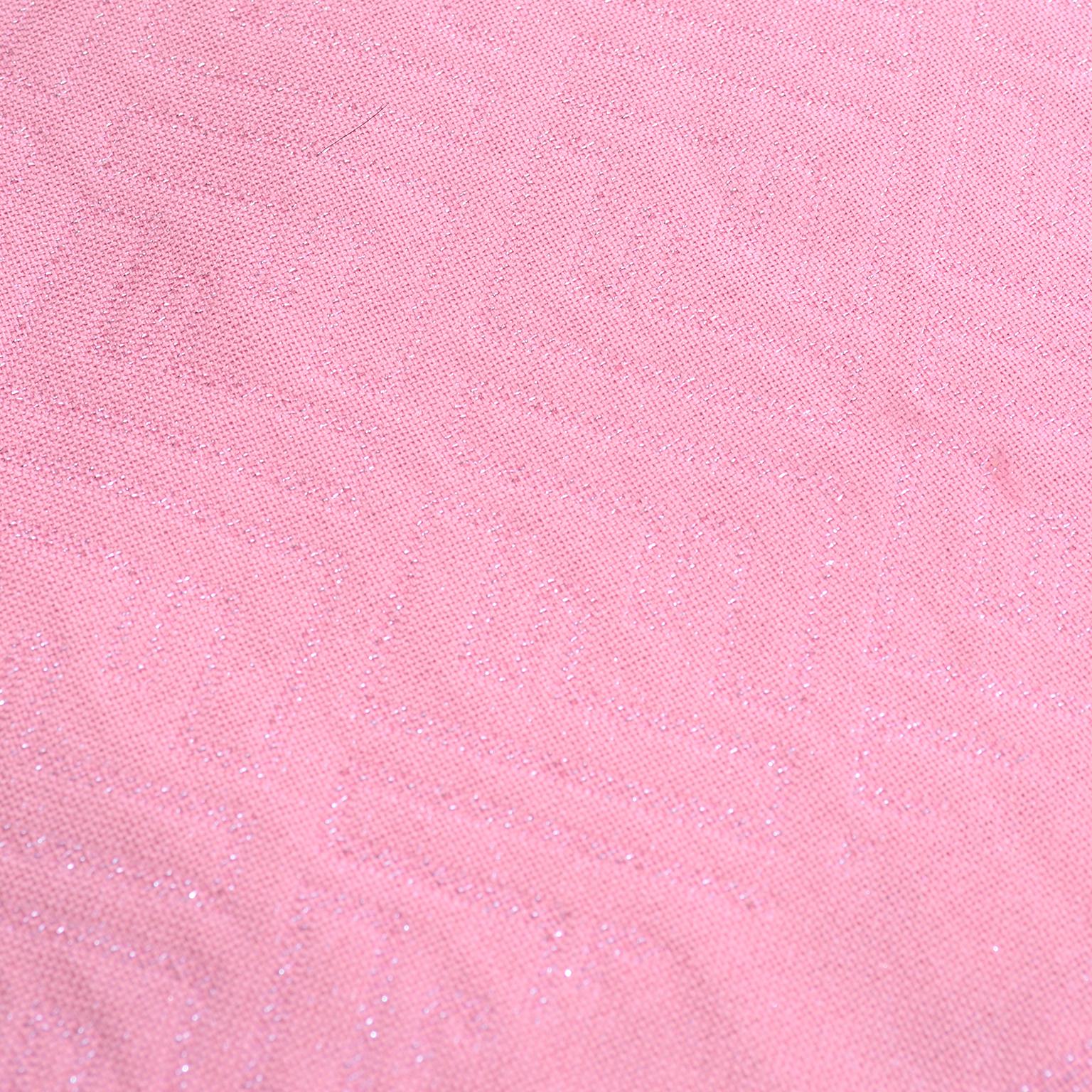 Women's or Men's Fendi Pink Silk Glitter Jacquard Logo Scarf or Wrap With Fringe 