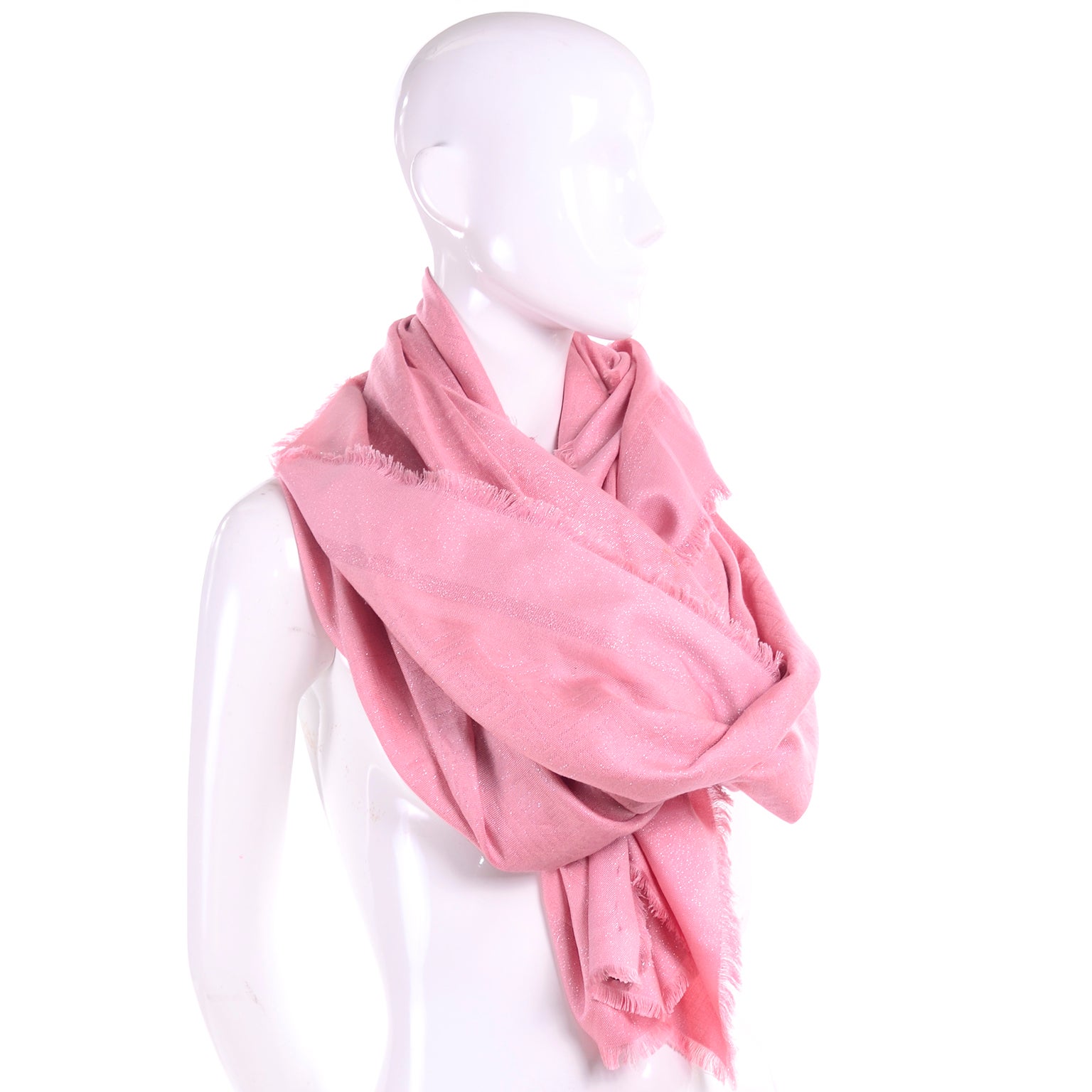 pink silk and wool shawl fendi