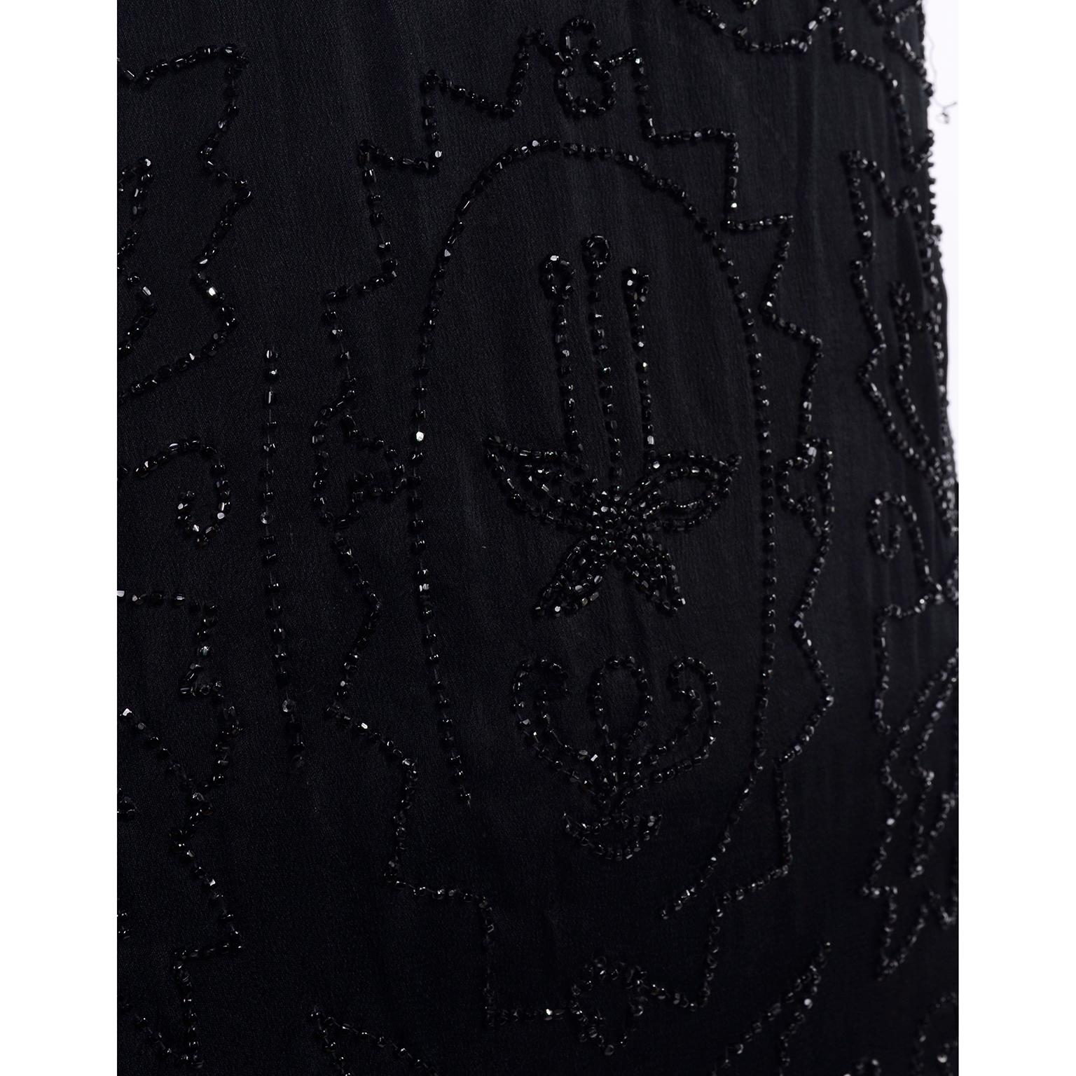 Allover Beaded Black Vintage Dress With Decorative Floral Pattern, 1920s  4