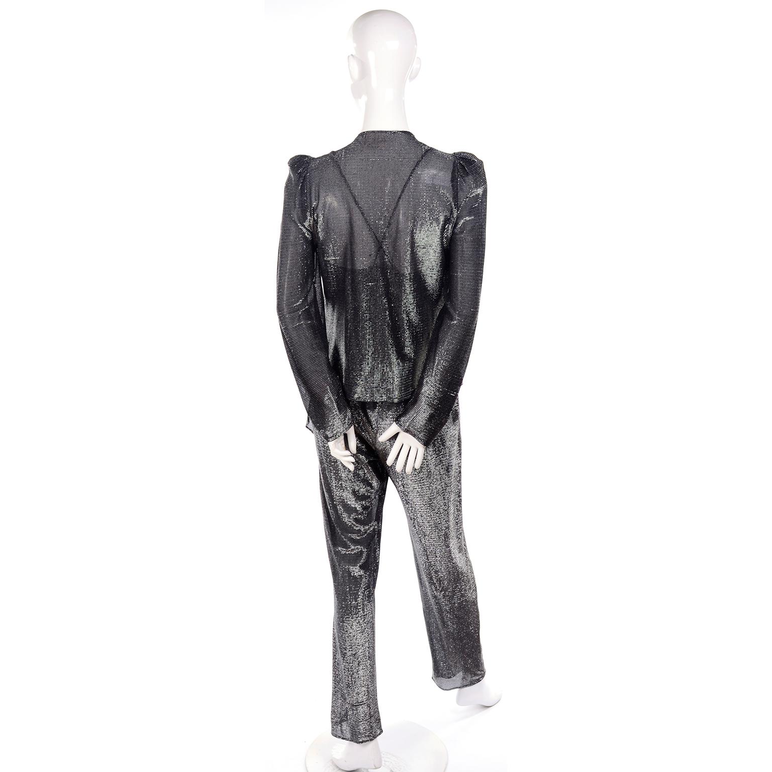 1970s New Leaf by Samir Silver Lurex Jumpsuit & Jacket Evening Dress Alternative 9