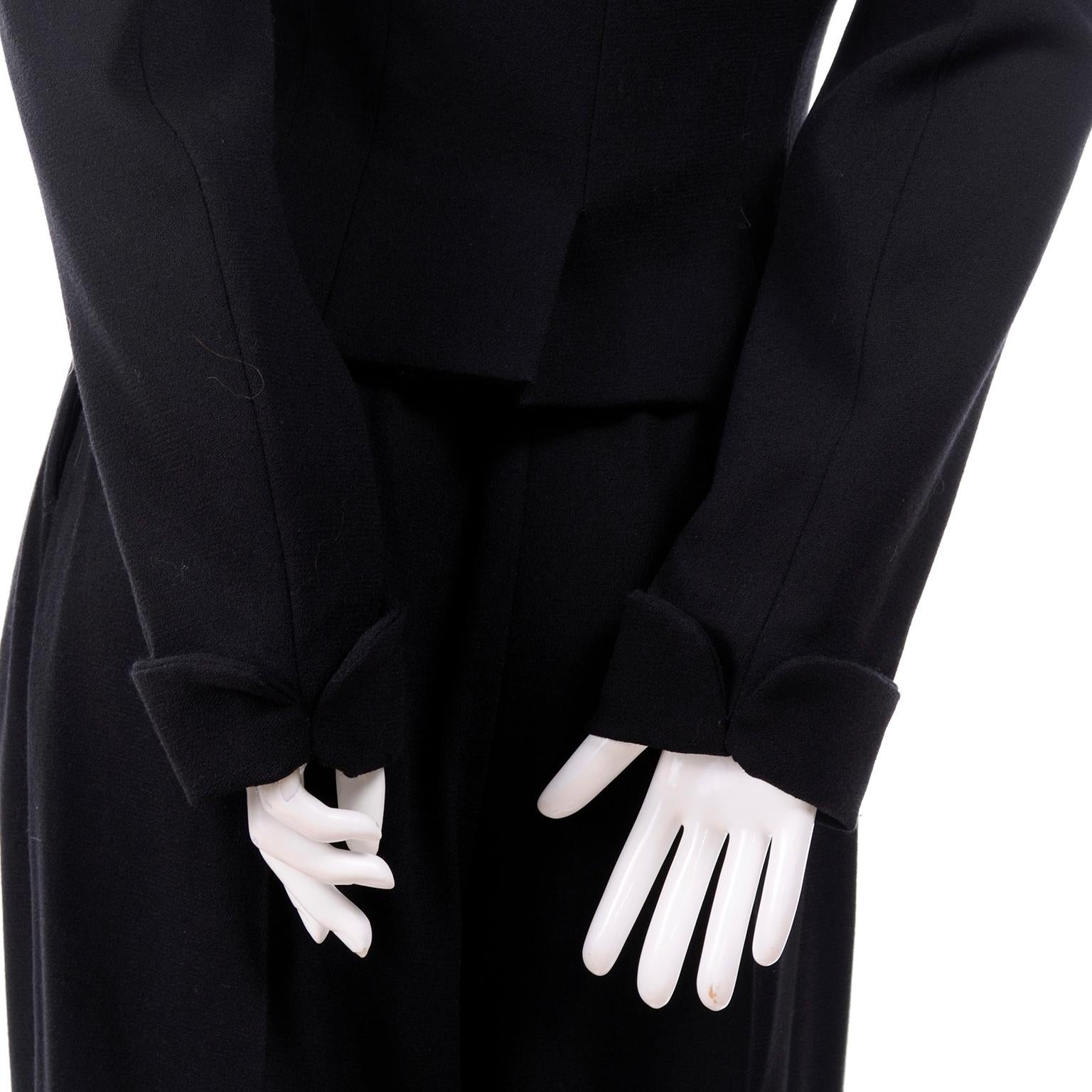1980s Nicole Farhi Vintage Black Wool Jacket & Ankle Length Cropped Trouser Suit 3