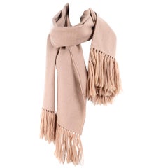 Vintage Camel Wool Blanket Scarf or Wrap With Tassels