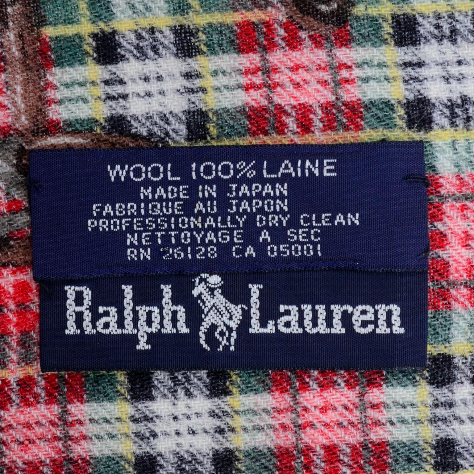 1980's Ralph Lauren Novelty Winter Ski Scarf Plaid Wool 6