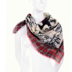 1980's Ralph Lauren Novelty Winter Ski Scarf Plaid Wool