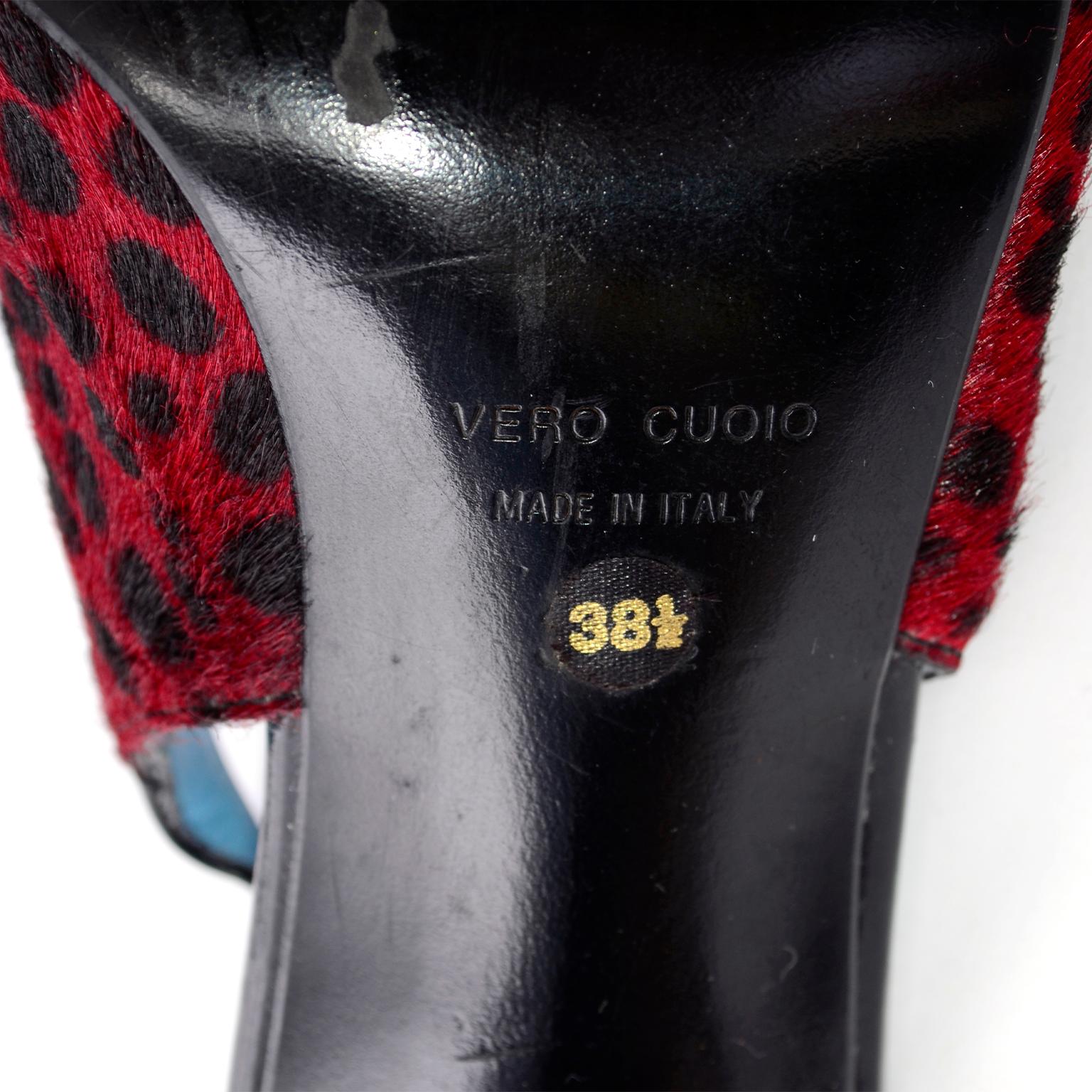 Women's Dolce & Gabbana Animal Print Shoes in Red & Black Fur Slingback Heels