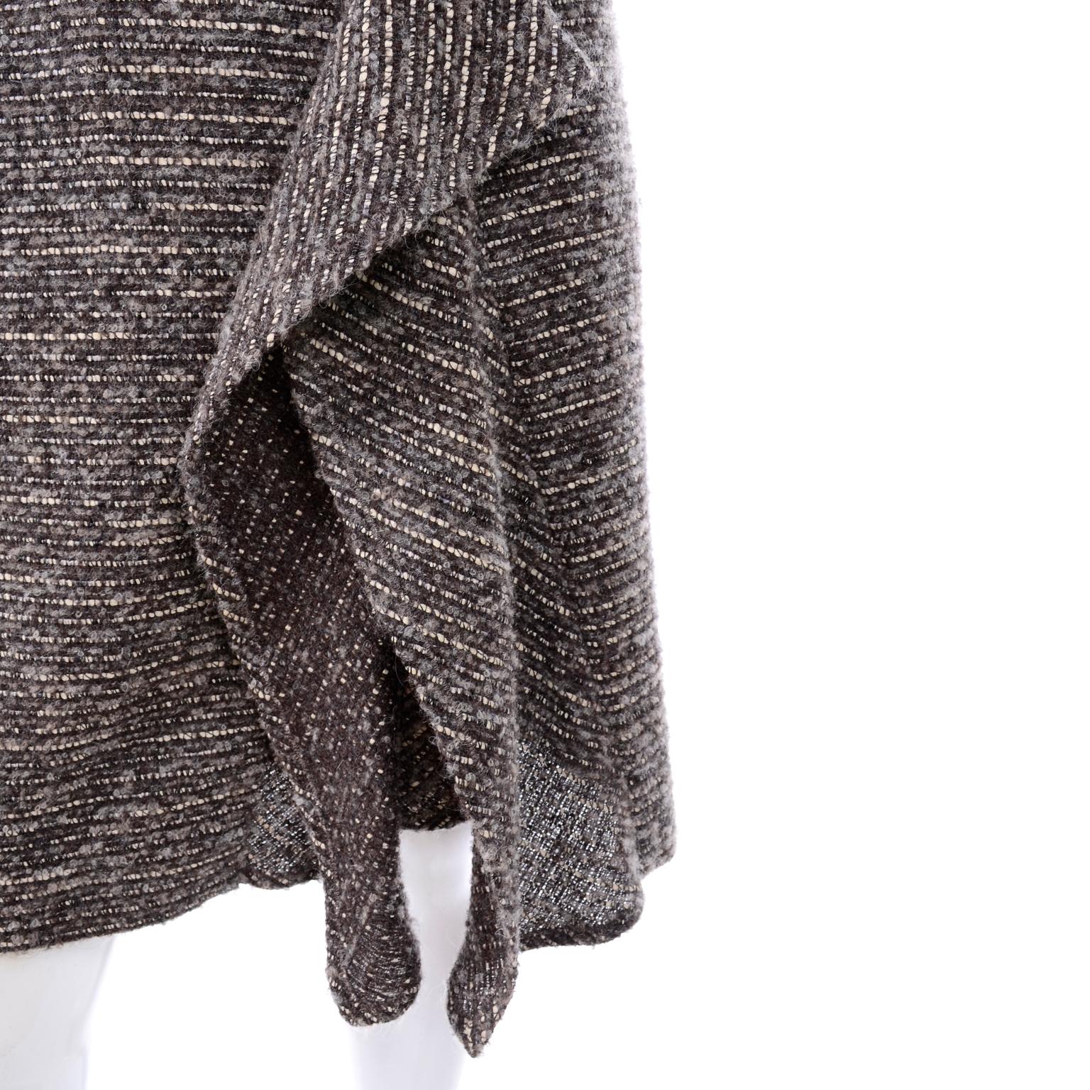 Pre-Fall 2009 Oscar de la Renta Brown & Cream Wool Mohair Alpaca Tweed Skirt For Sale 2