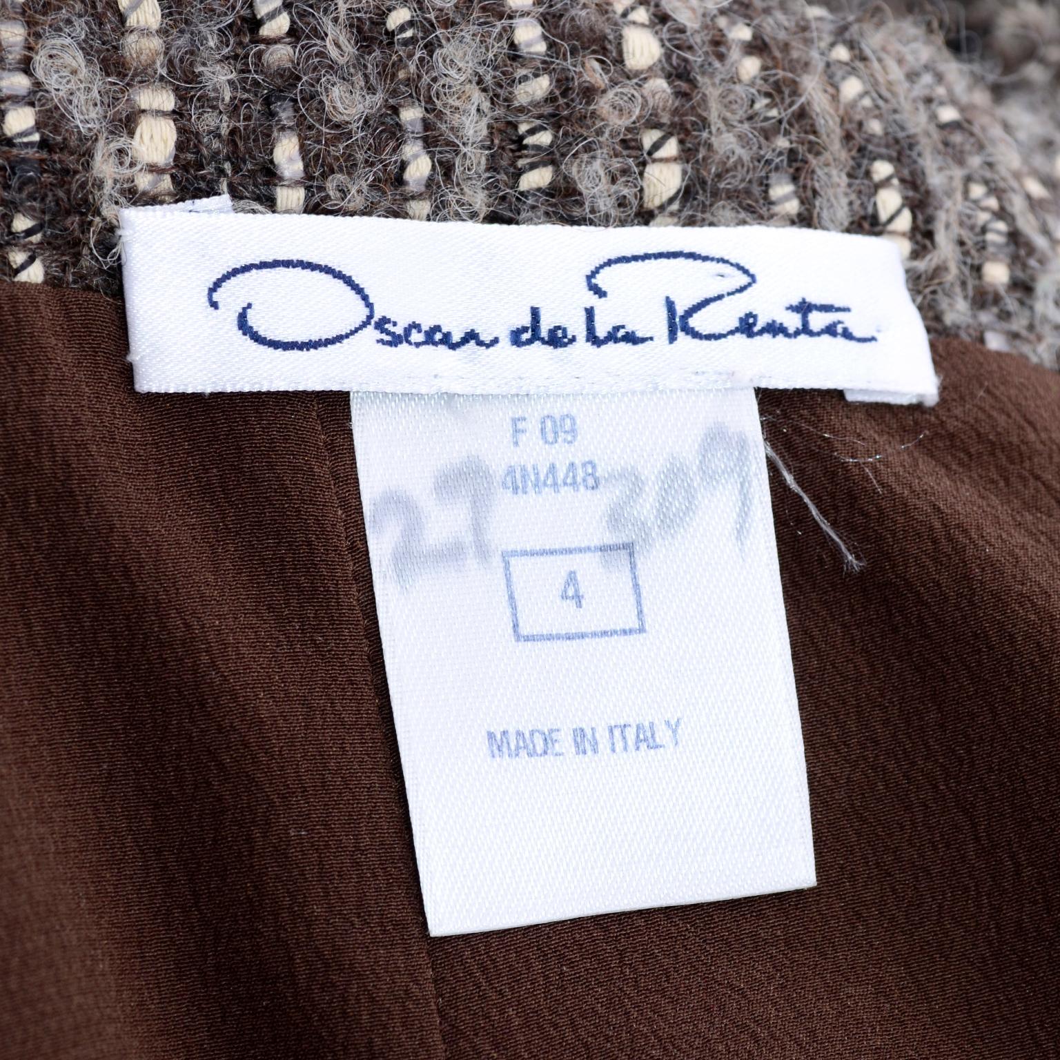 Pre-Fall 2009 Oscar de la Renta Brown & Cream Wool Mohair Alpaca Tweed Skirt For Sale 3