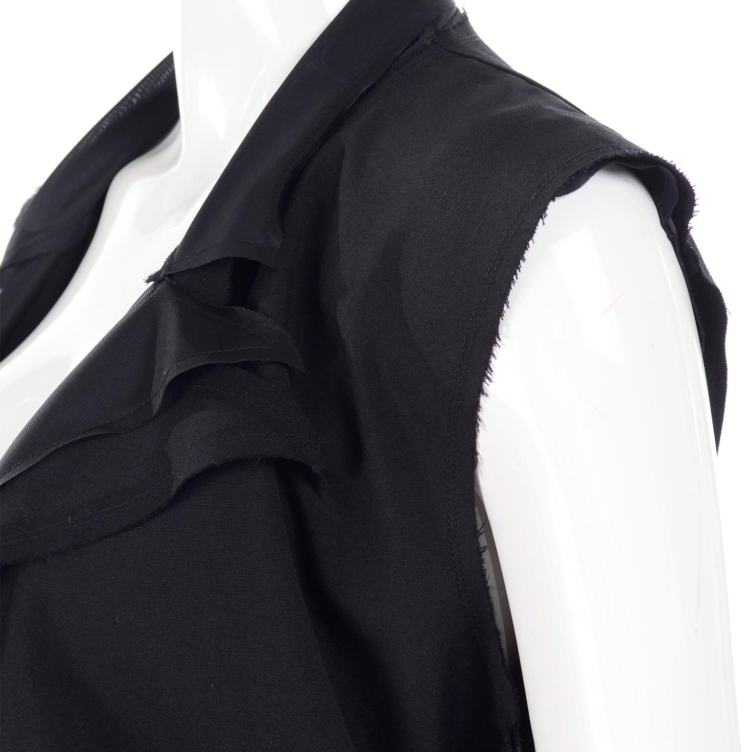 Black Wool Comme des Garcons Vest / Gilet Layered & Deconstructed w/ Raw Edges 1